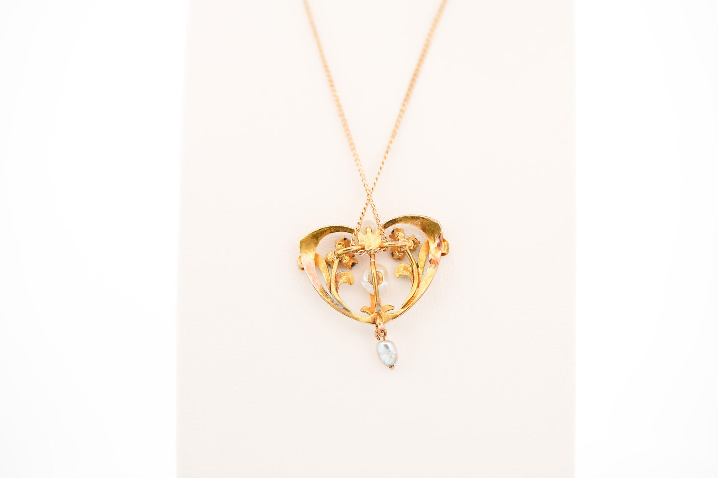 Art Nouveau Enameled Gold Necklace with Pearls & Yogo Sapphires