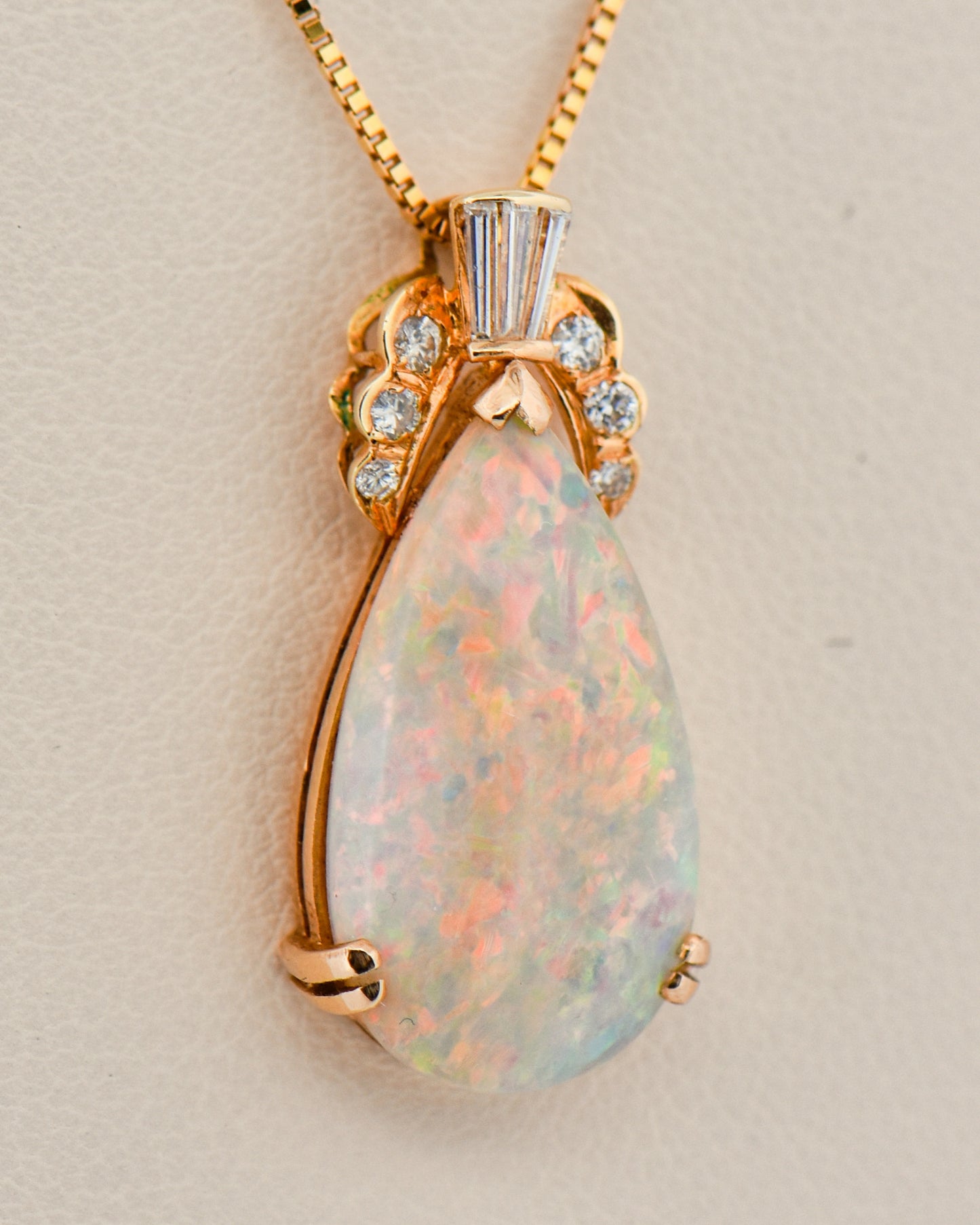 Top Gem Australian White Opal & Diamond Pendant
