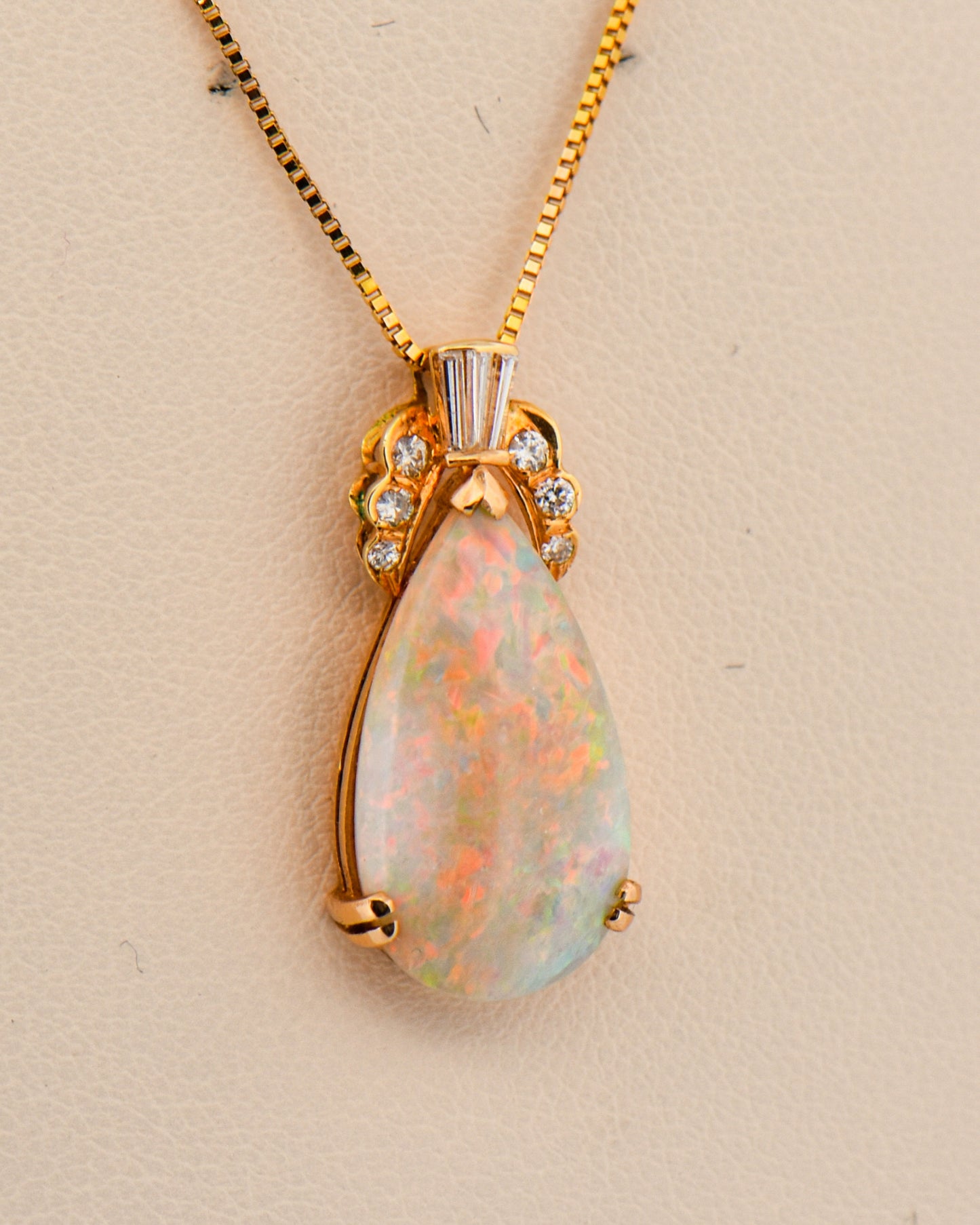 Top Gem Australian White Opal & Diamond Pendant