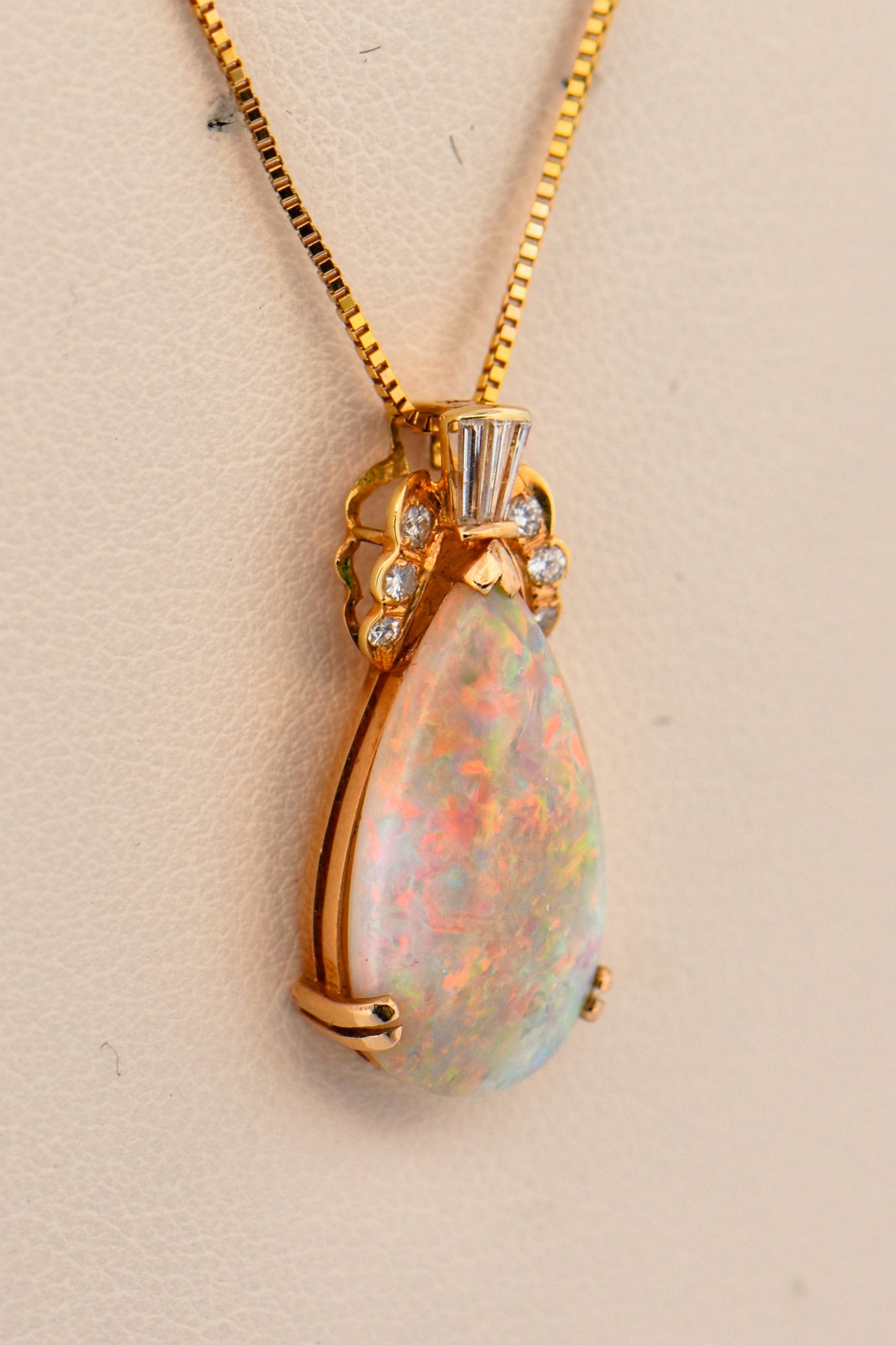 Top Gem Australian White Opal & Diamond Pendant