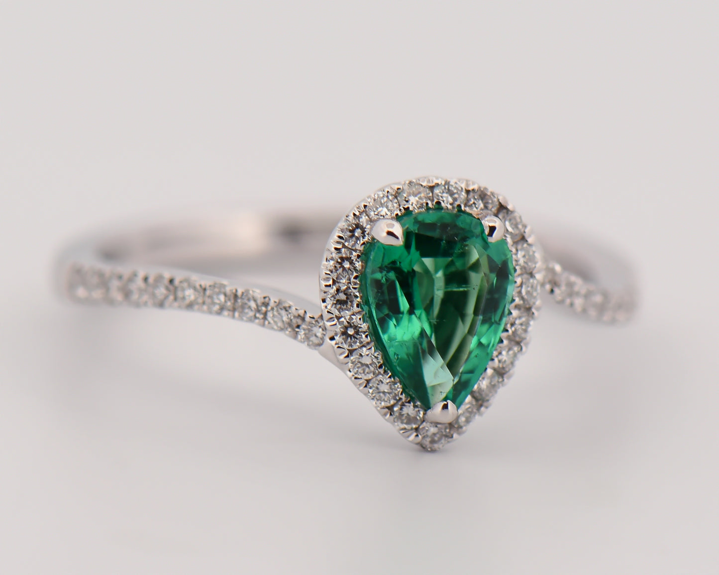 Beautiful Pear Shaped Emerald Engagement Ring