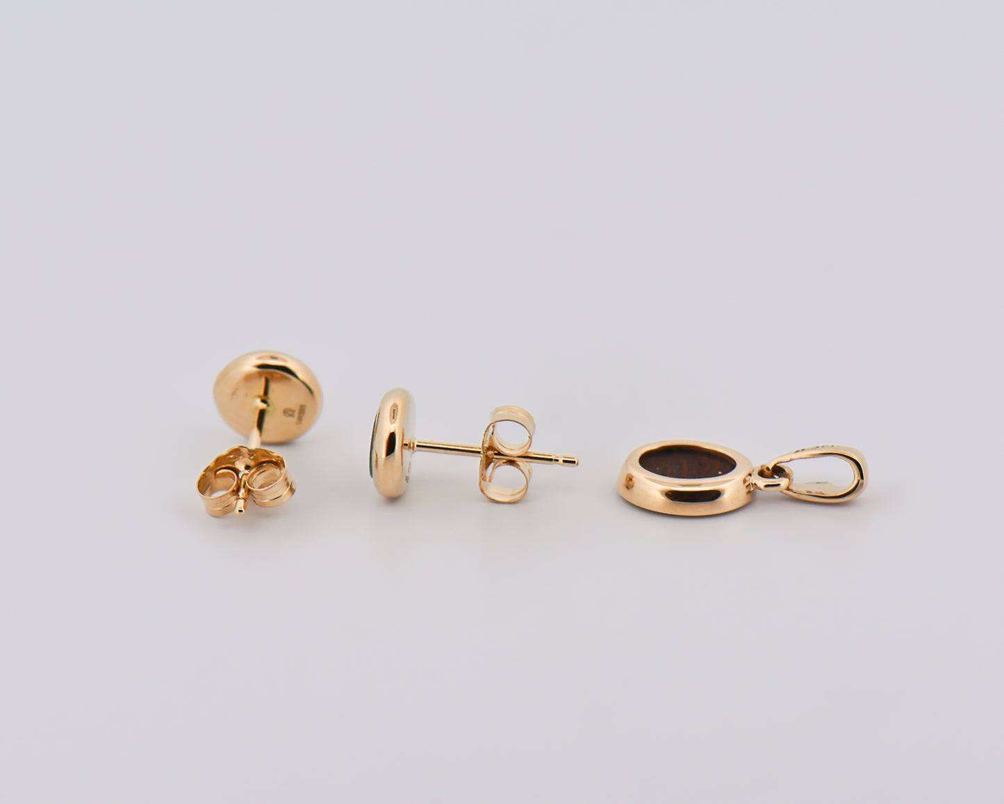 Bezel-Set Boulder Opal Pendant and Stud Earrings Set