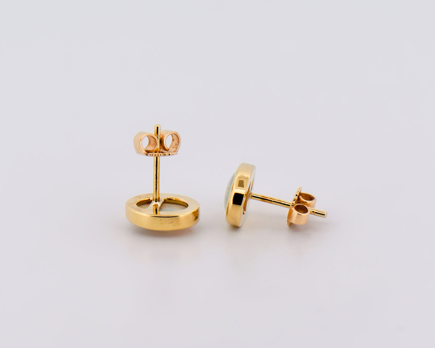 Bezel Set Opal Stud Earrings 18ky Australian