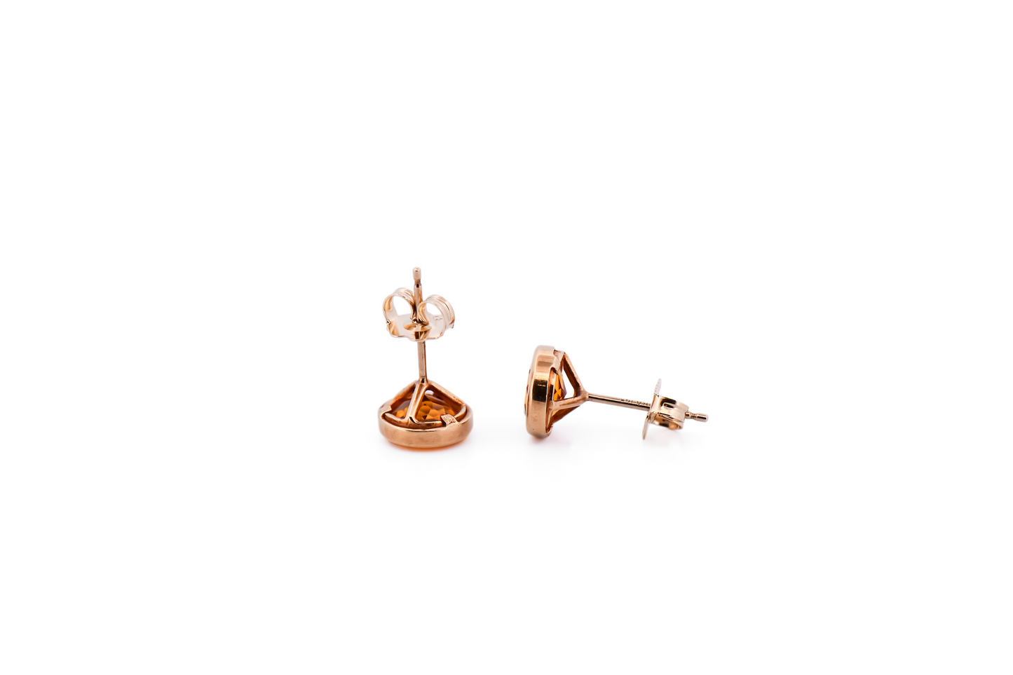 Bezel-Set Round Citrine Stud Earrings in 14k Yellow Gold