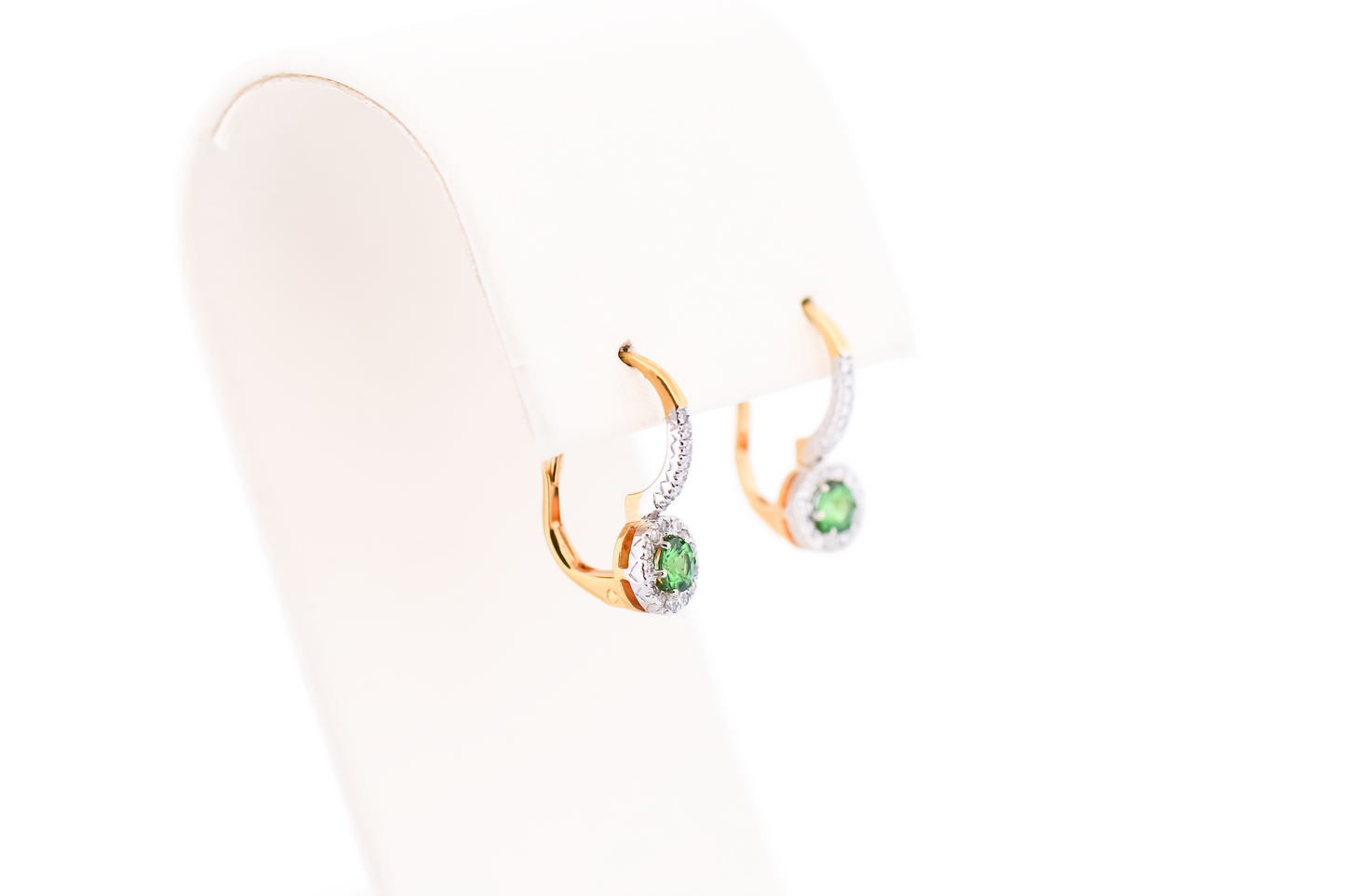 Brilliant Green Tsavorite Garnet & Diamond Leverback Earrings