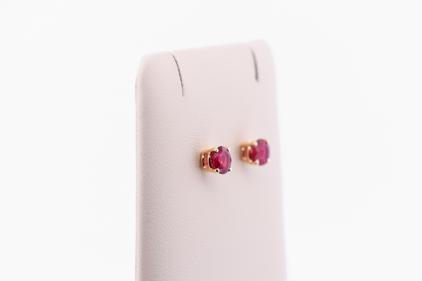 Burmese Ruby Stud Earrings in 14k Yellow Gold