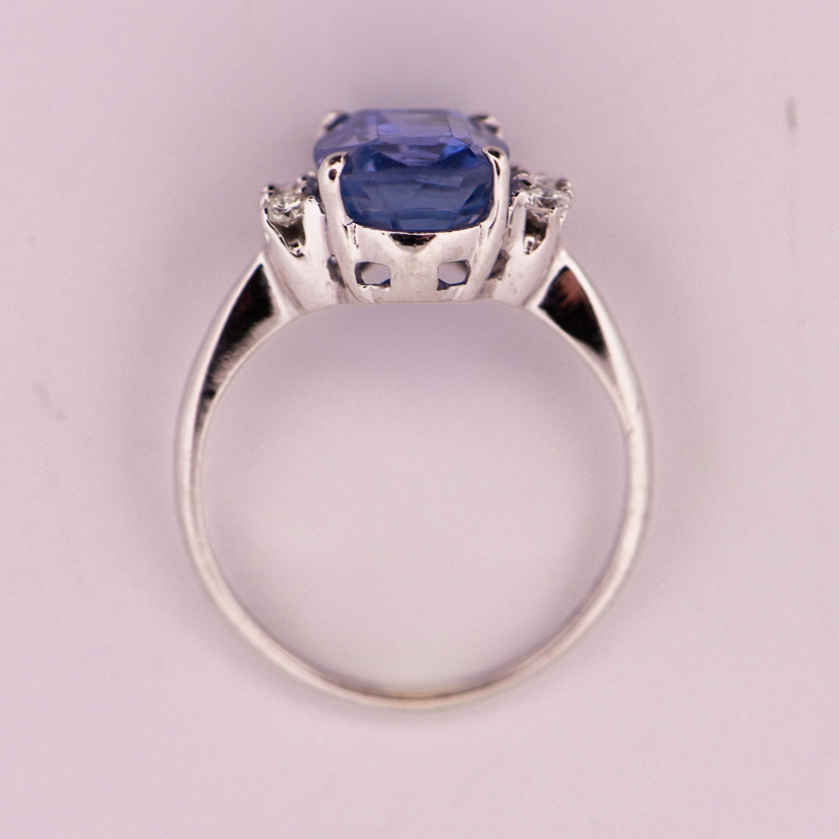 Vintage Ceylon Sapphire & Diamond Engagement Ring