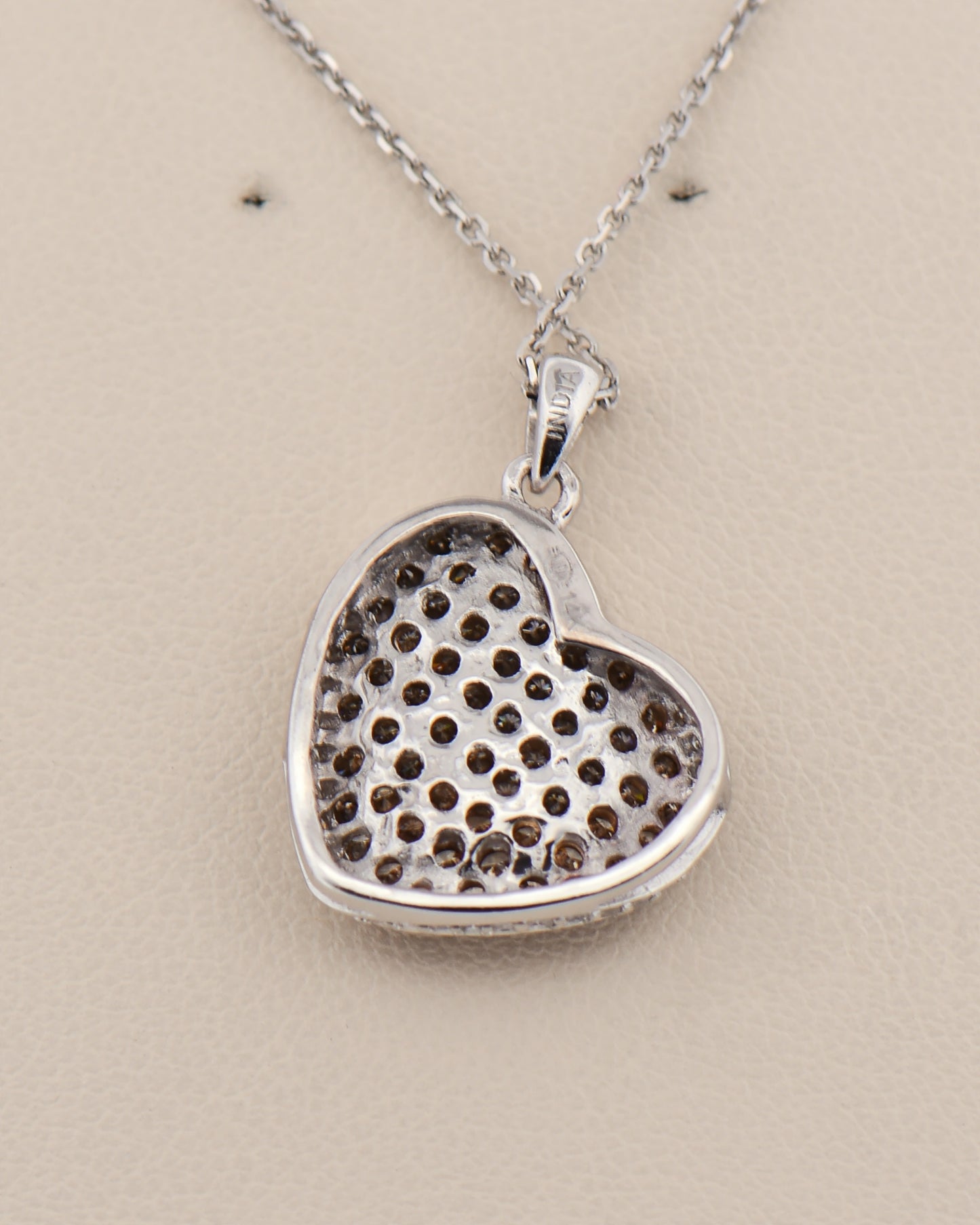 Champagne Diamond Heart Pendant in White Gold