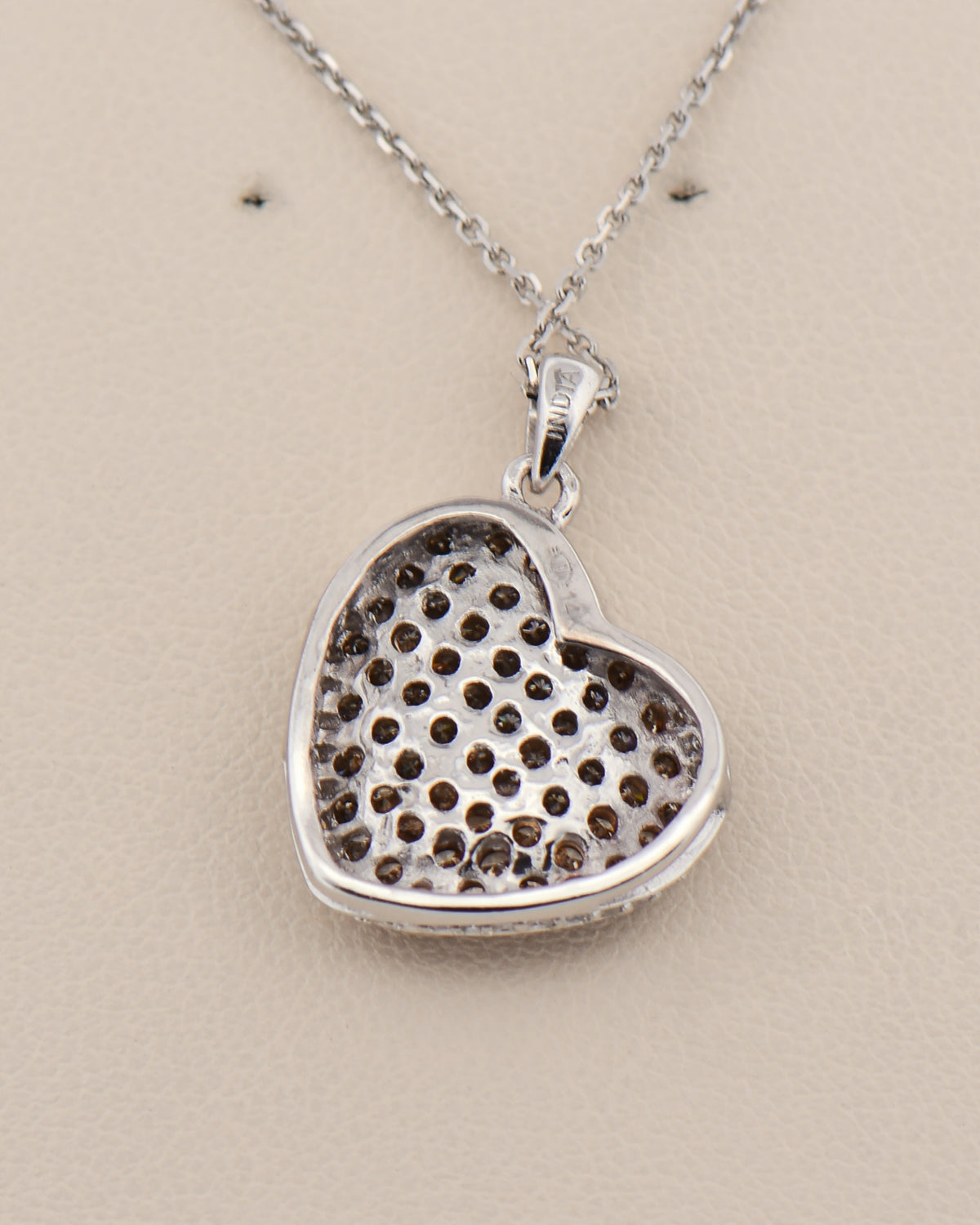 Champagne Diamond Heart Pendant in White Gold