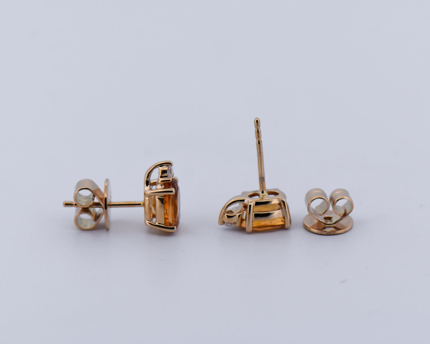 Citrine & Diamond Stud Earrings