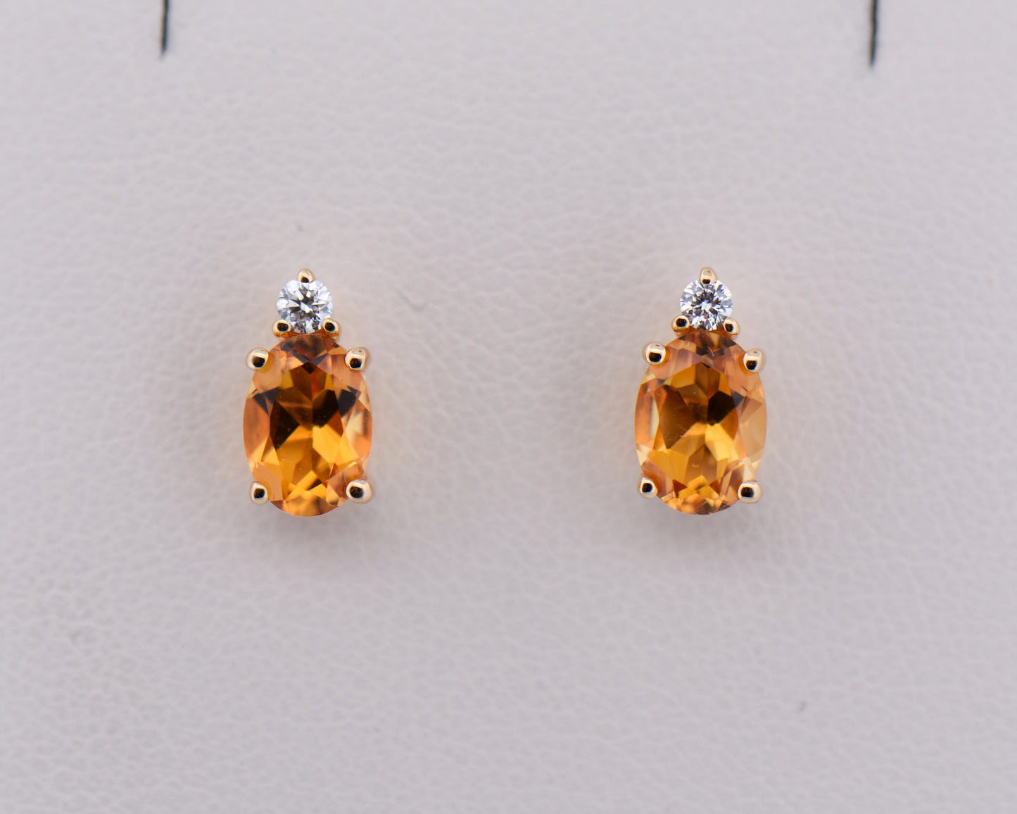 Citrine & Diamond Stud Earrings