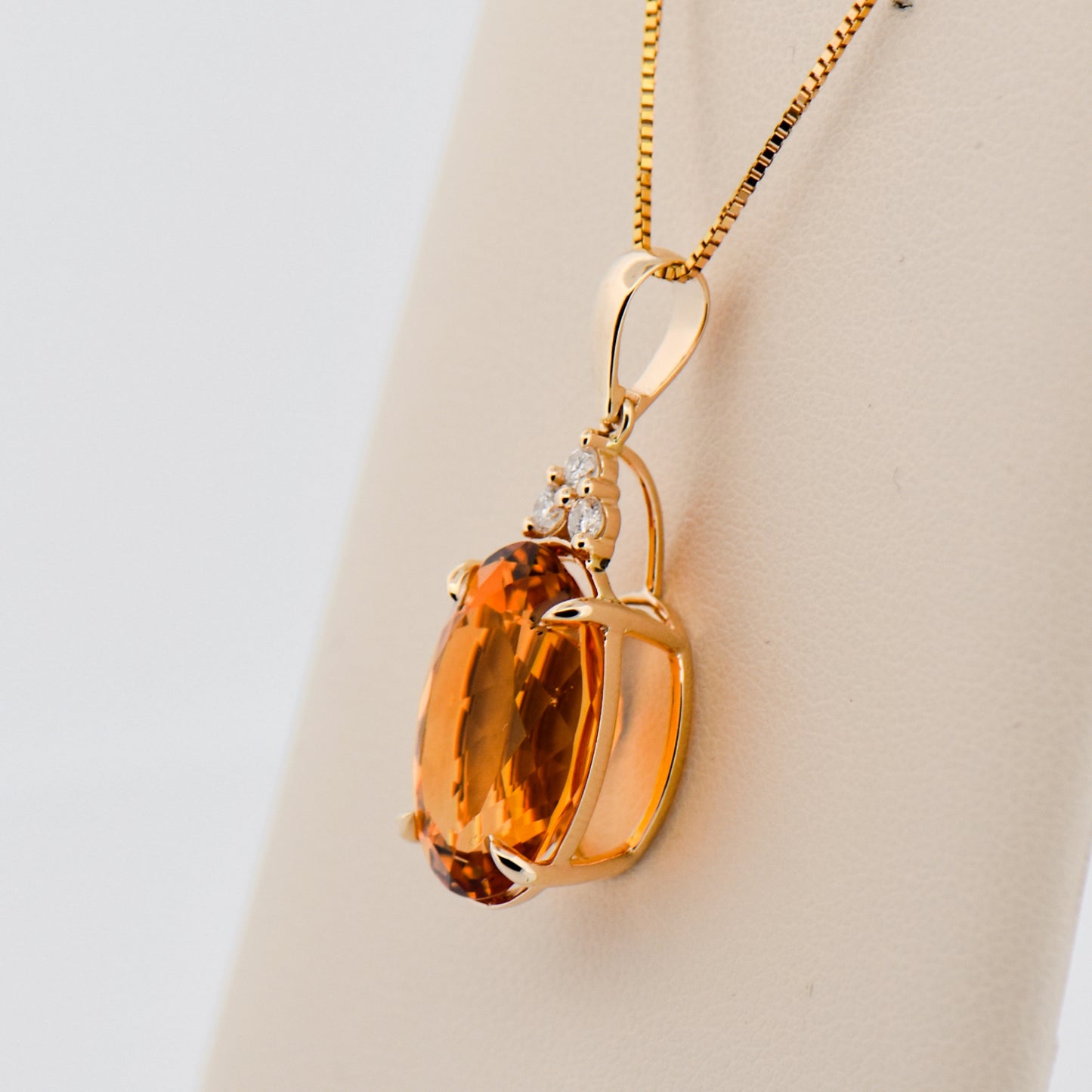Top Quality Oval Citrine & Diamond Pendant