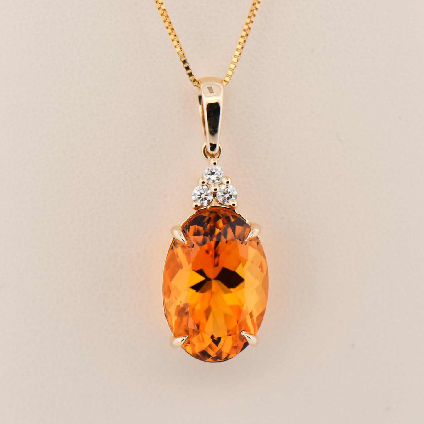 Top Quality Oval Citrine & Diamond Pendant