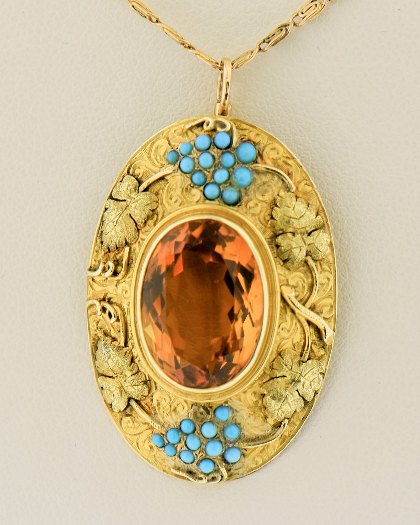 Victorian Gold Citrine Pendant For the Wine Lover