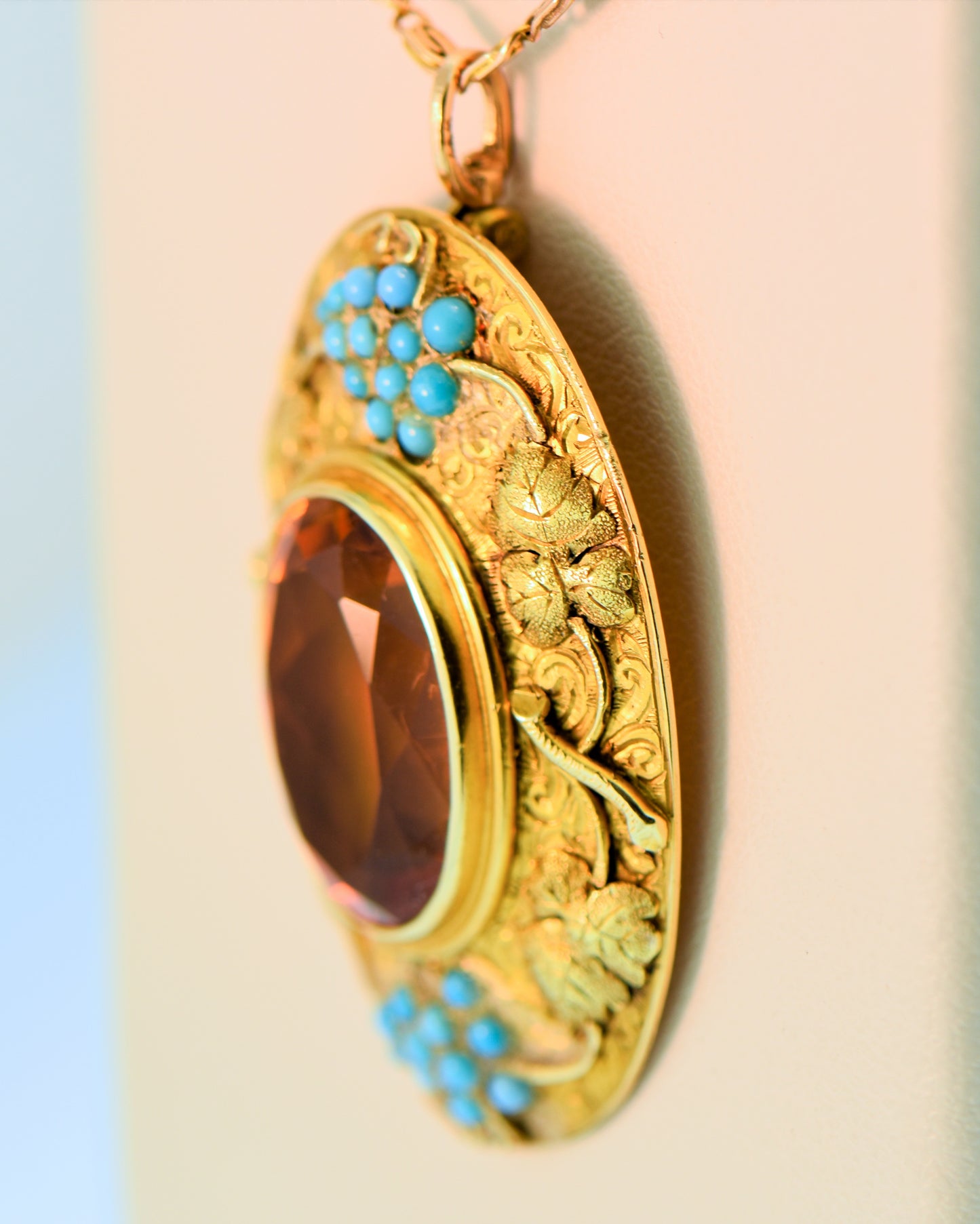 Victorian Gold Citrine Pendant For the Wine Lover