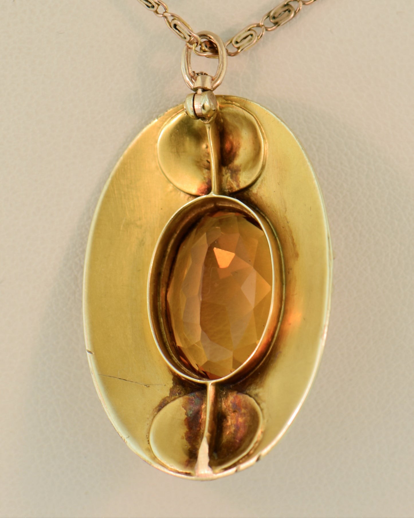 Victorian Gold Citrine Pendant For the Wine Lover