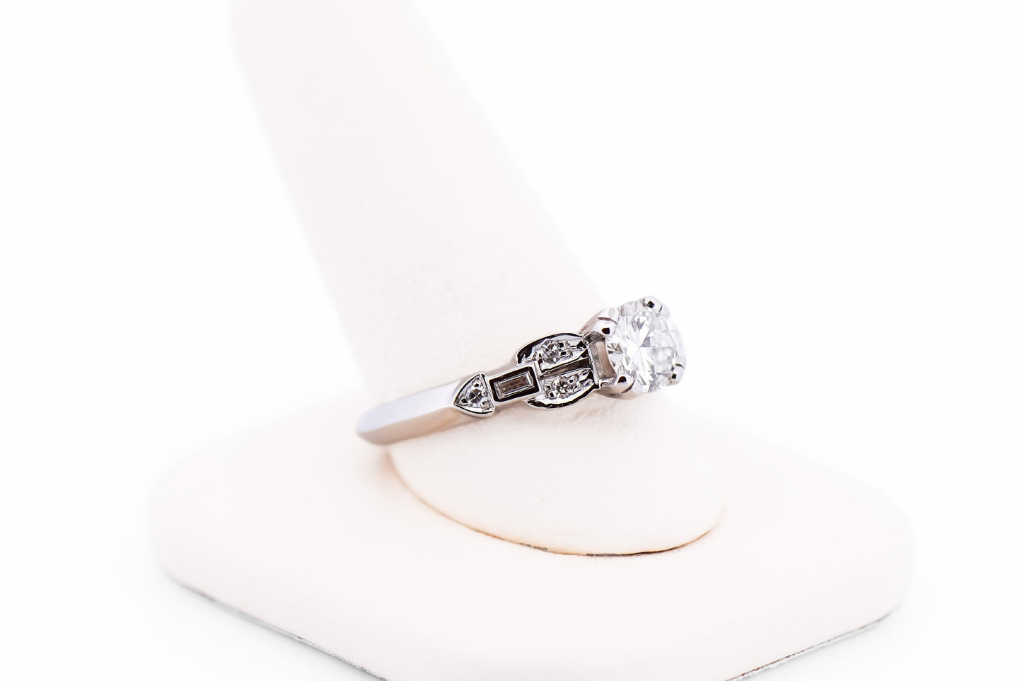 Classic Art Deco White Gold Engagement Ring with Old European Cut Diamond