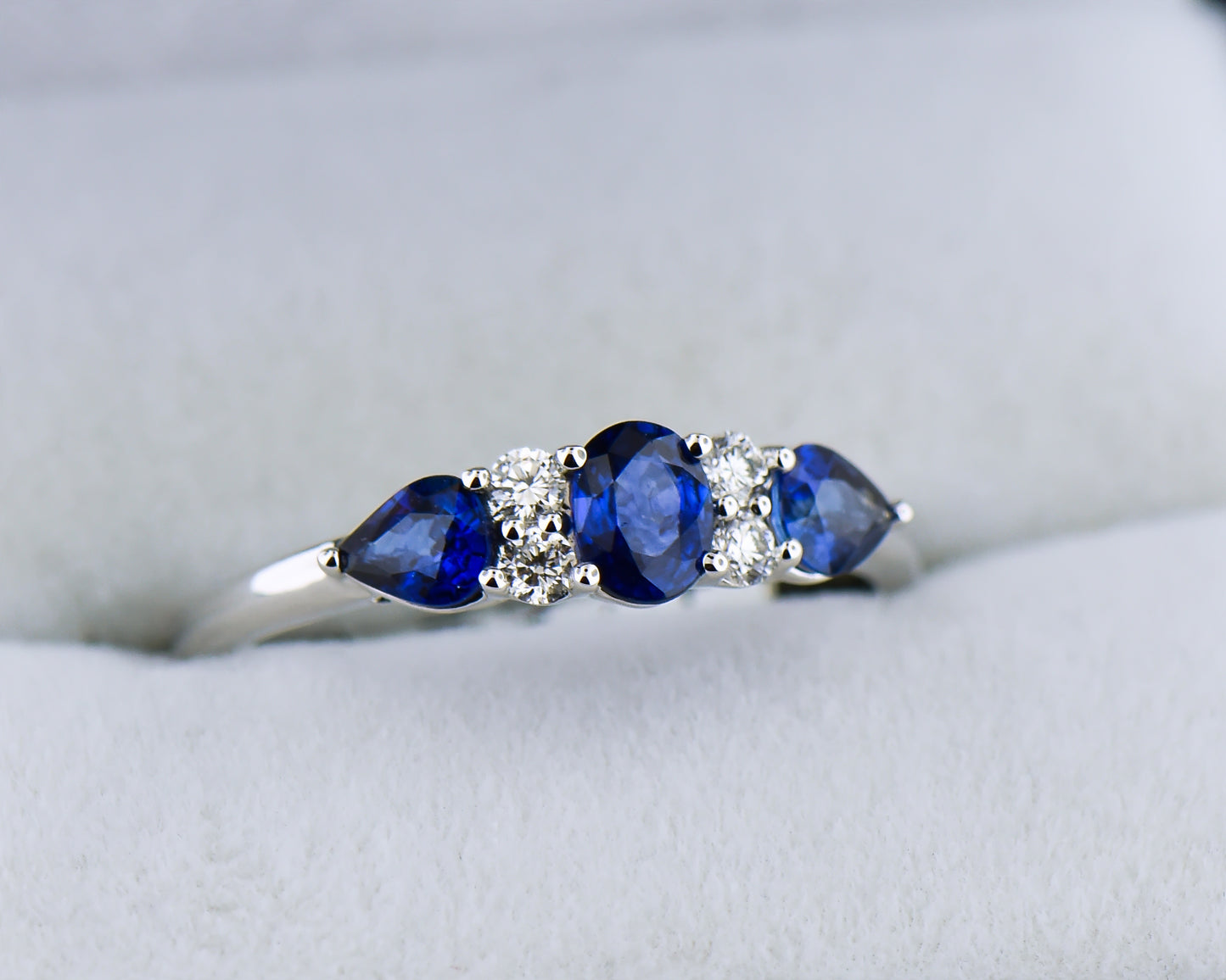 Classic Blue Sapphire & Diamond 5-Stone Ring