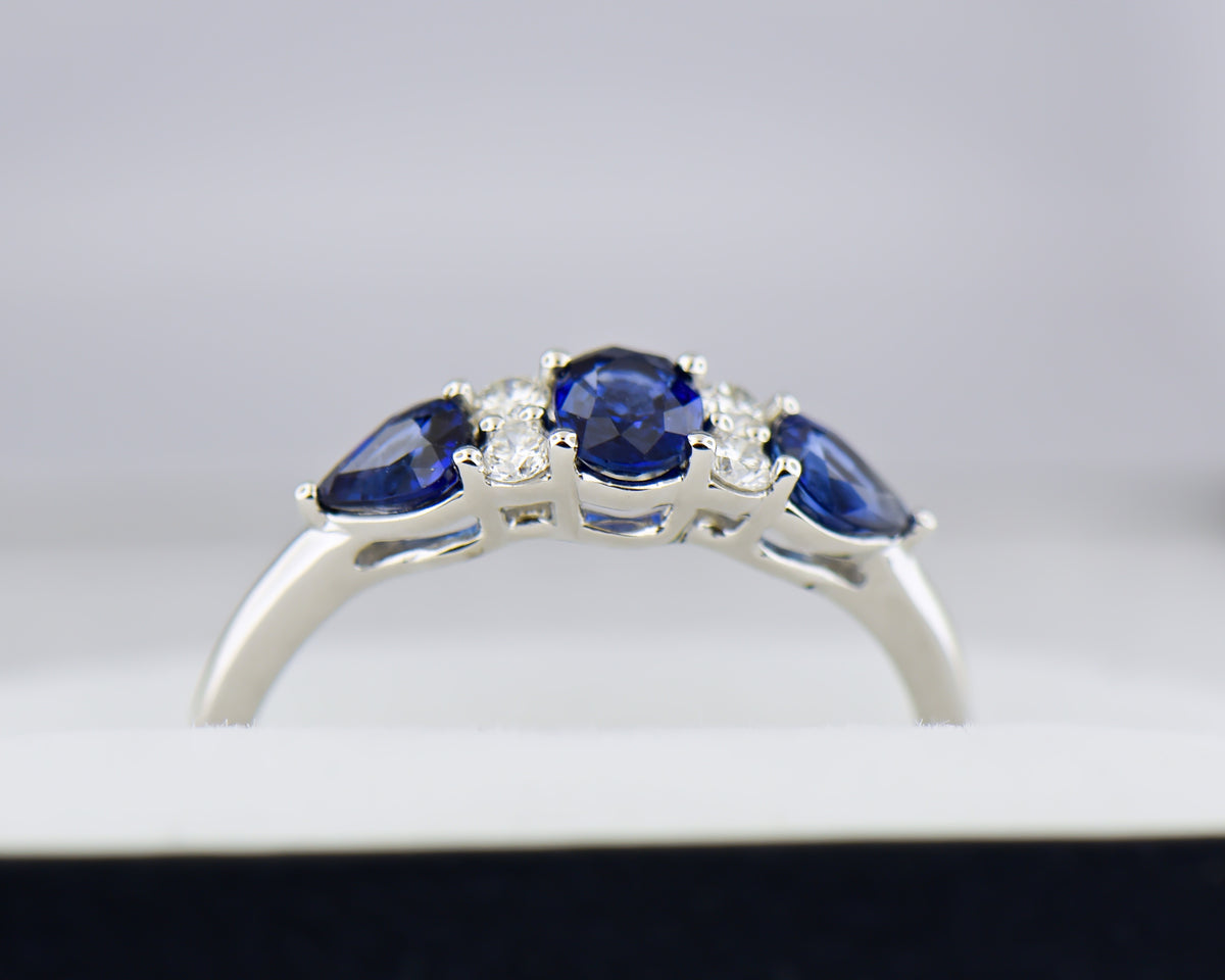 Classic Blue Sapphire & Diamond 5-Stone Ring