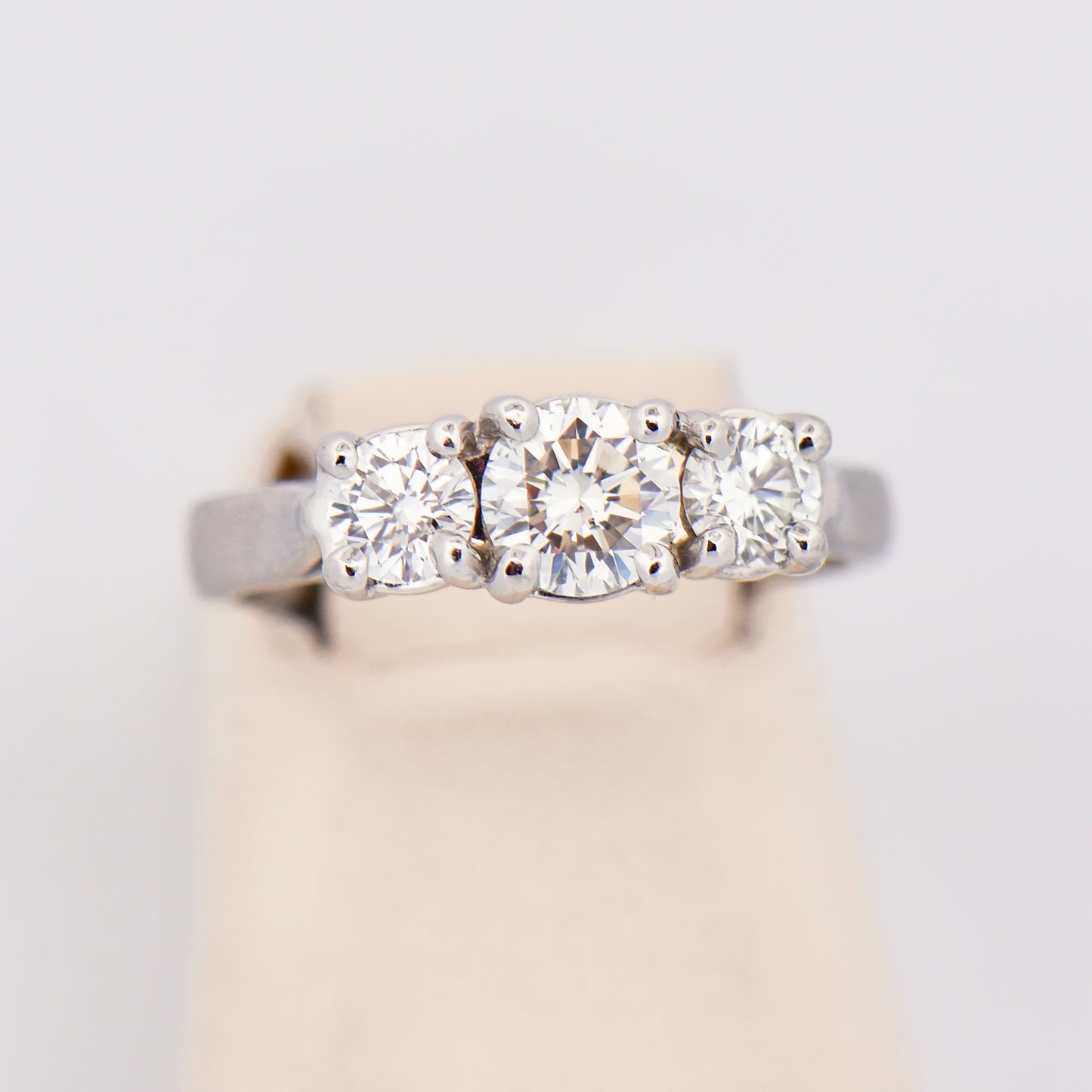 Classic Platinum & Diamond 3-Stone Ring 1ctw