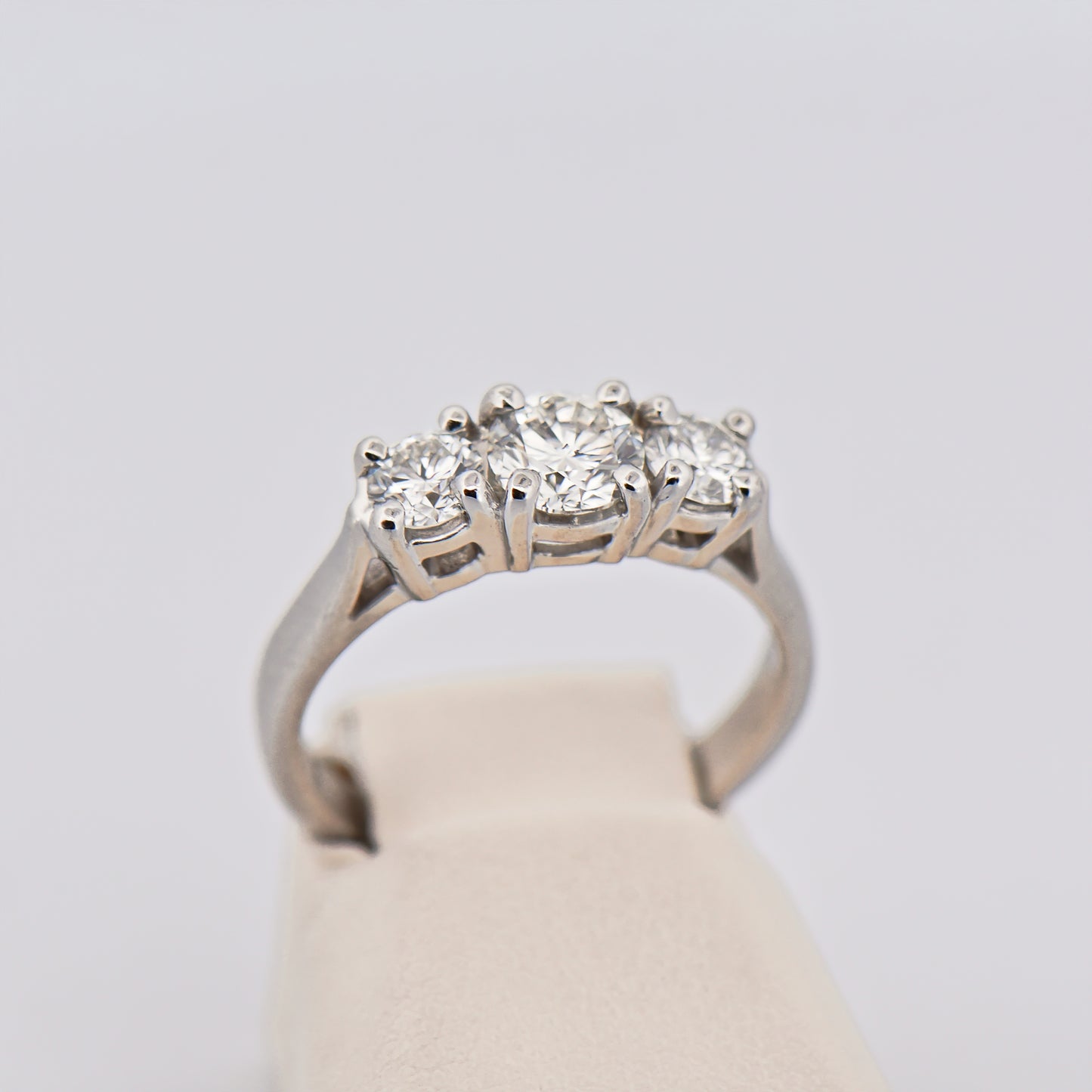 Classic Platinum & Diamond 3-Stone Ring 1ctw