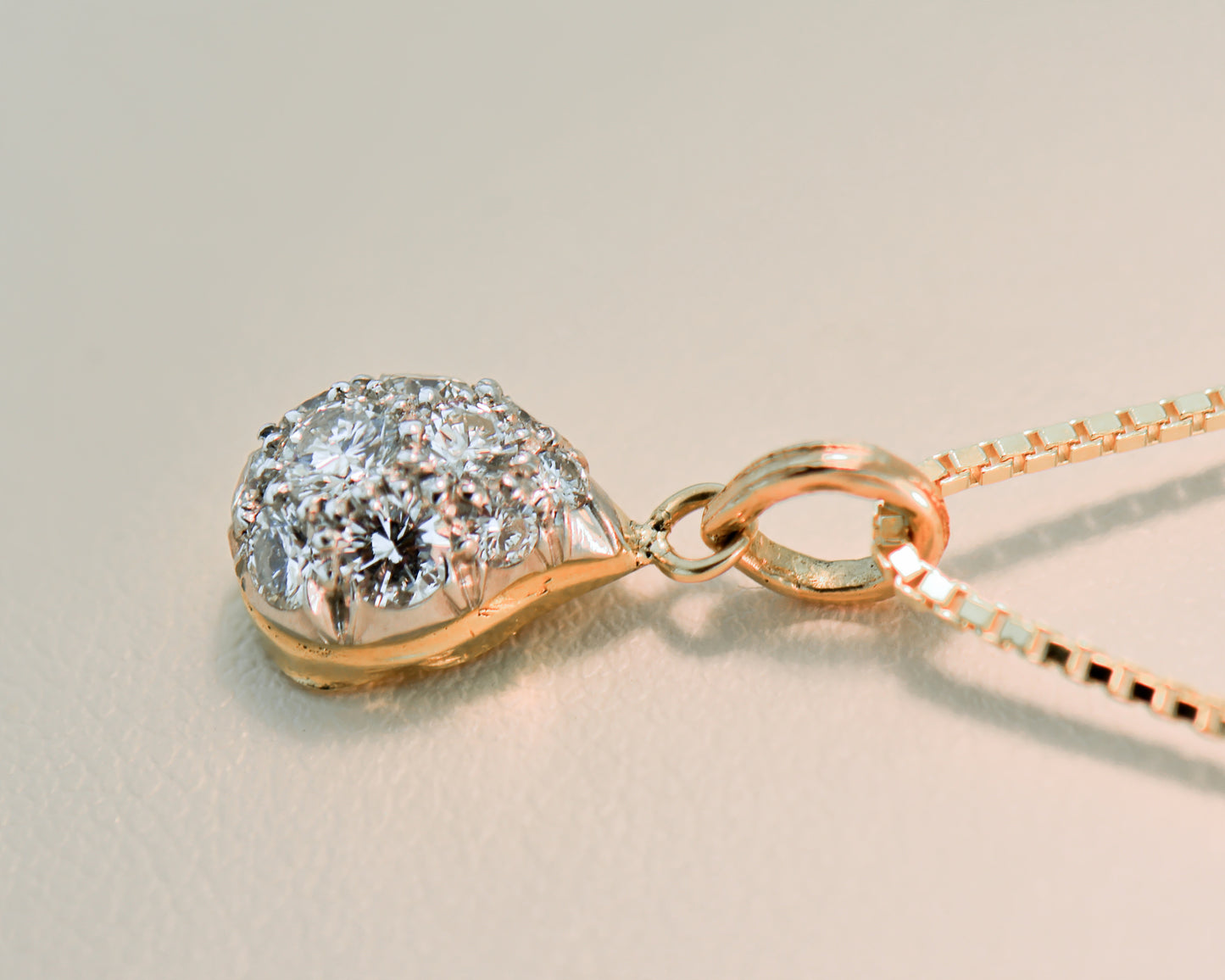 Classy Vintage Pave' Diamond Teardrop Pendant
