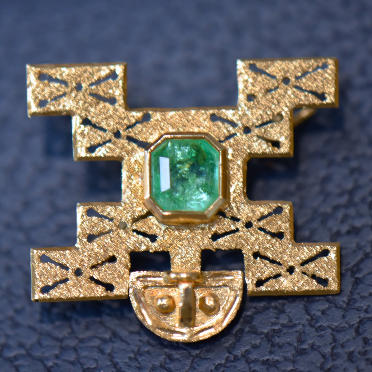 Colombian Emerald Pachamama Brooch- Incan Fertility Symbol