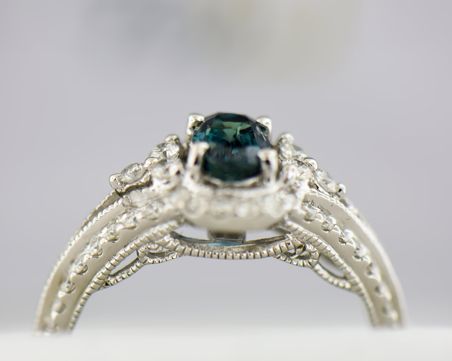 Color Change Alexandrite & Diamond Engagement Ring