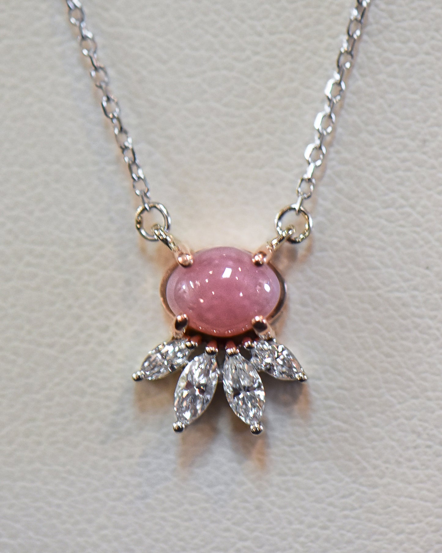 Pink Conch Pearl and Marquise Diamond Pendant