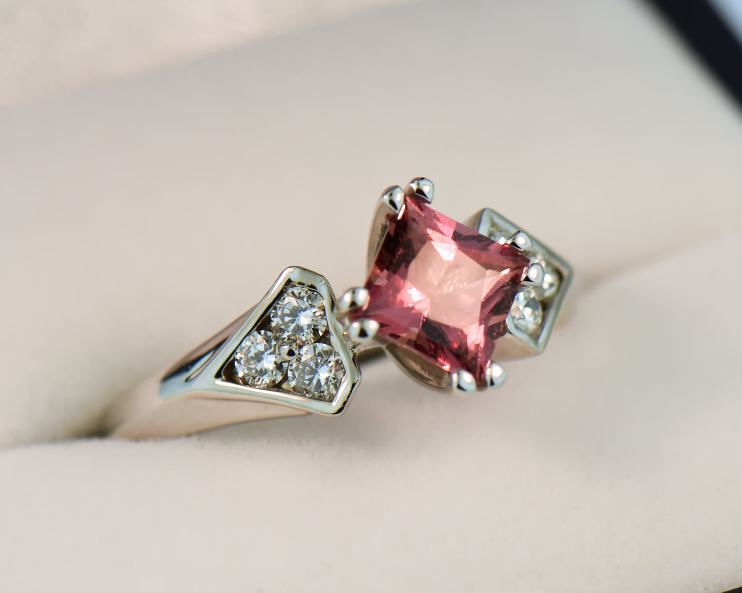 Coppery Orange Sapphire Engagement Ring with Diamond Accents