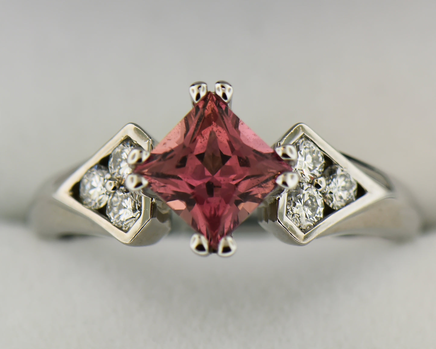 Coppery Orange Sapphire Engagement Ring with Diamond Accents