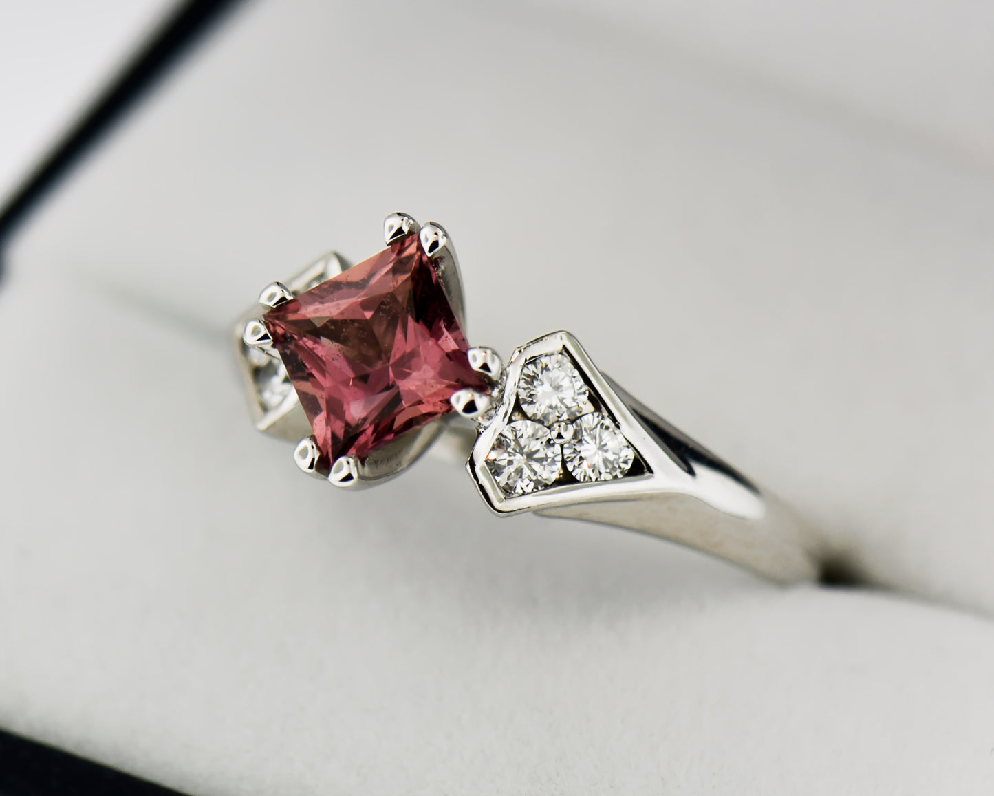 Coppery Orange Sapphire Engagement Ring with Diamond Accents
