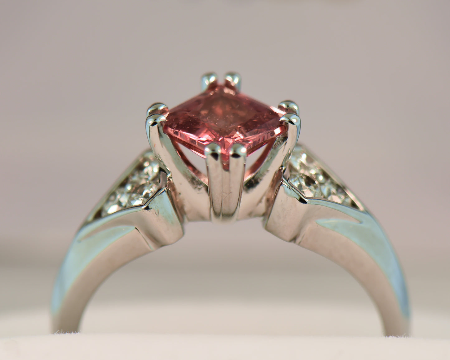 Coppery Orange Sapphire Engagement Ring with Diamond Accents