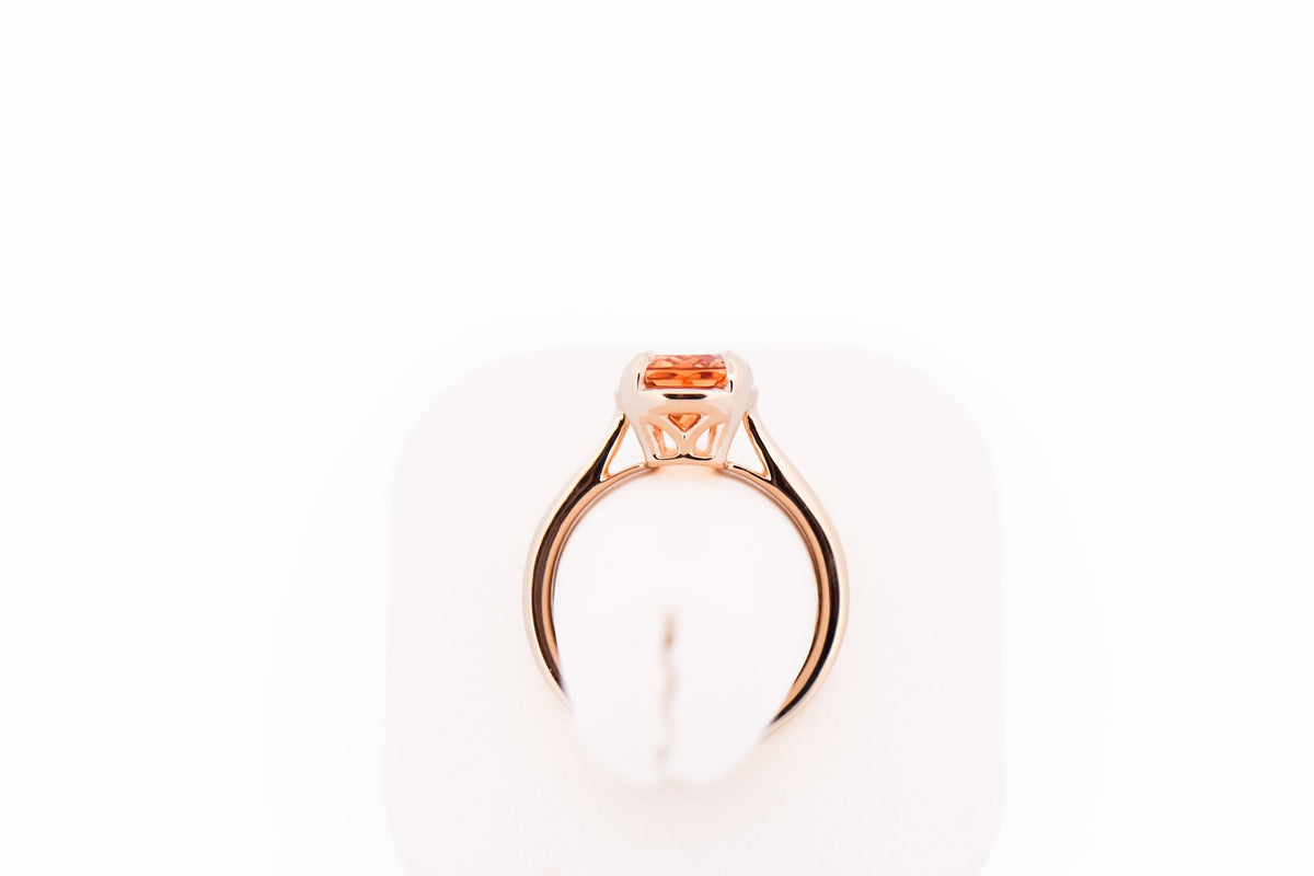 Cushion Cut Imperial Topaz Solitaire Engagement Ring - Yellow Gold Bezel Look