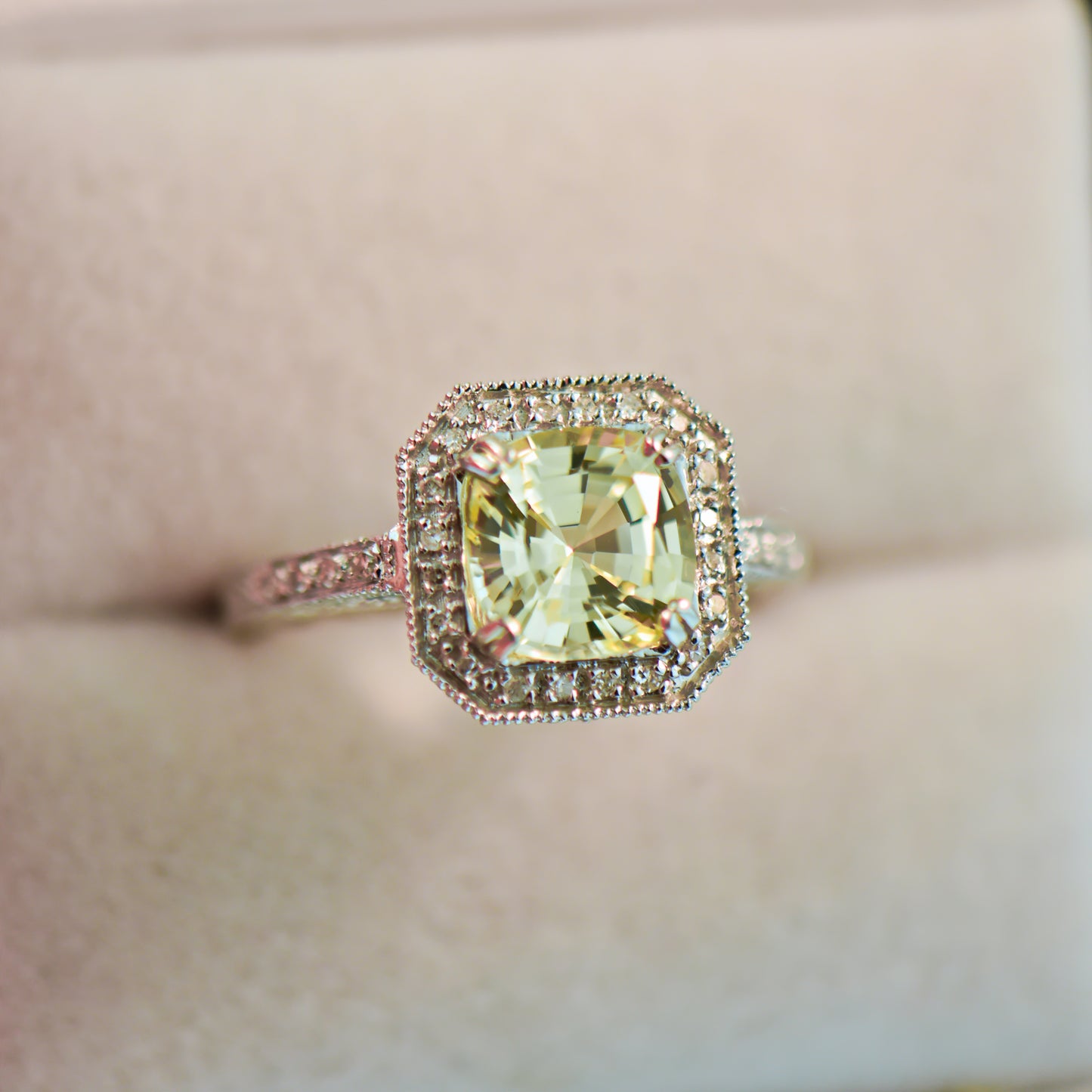 Cushion Yellow Sapphire 2.74ct Lemon Yellow