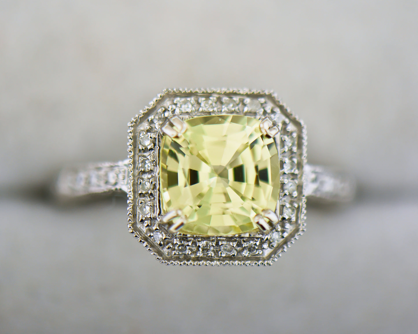 Cushion Yellow Sapphire 2.74ct Lemon Yellow