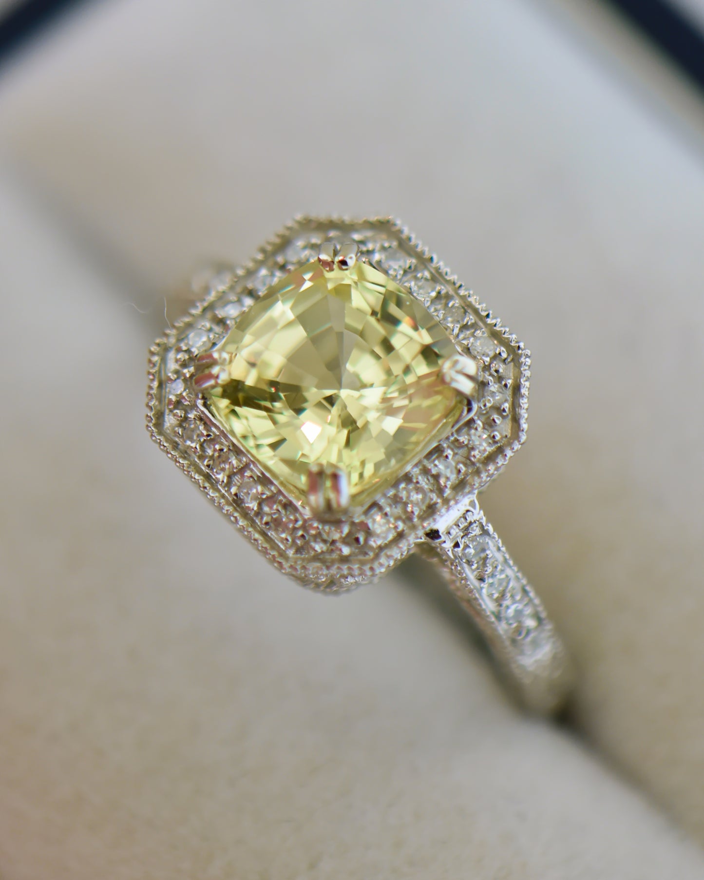Cushion Yellow Sapphire 2.74ct Lemon Yellow