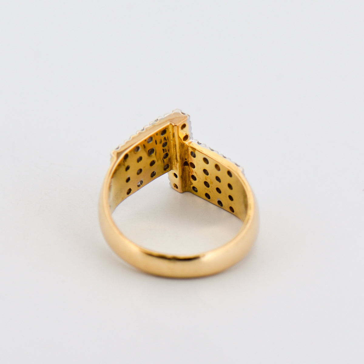 Custom 18k Gold Angular Pavé Diamond Ring