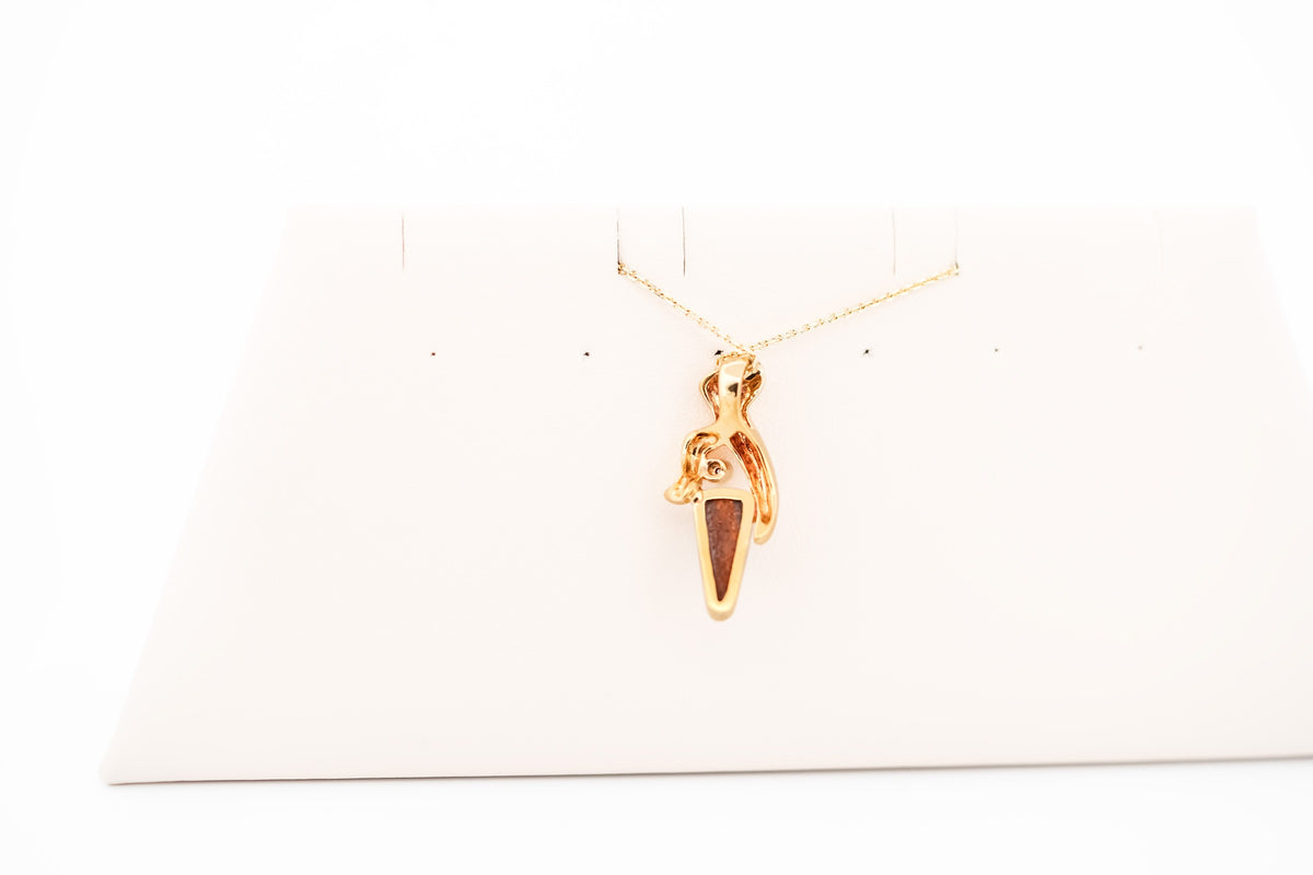 Custom 18k Gold Pendant with Australian Boulder Opal & Diamond