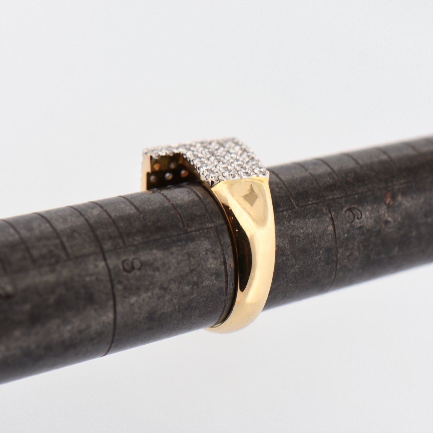 Custom 18k Gold Angular Pavé Diamond Ring
