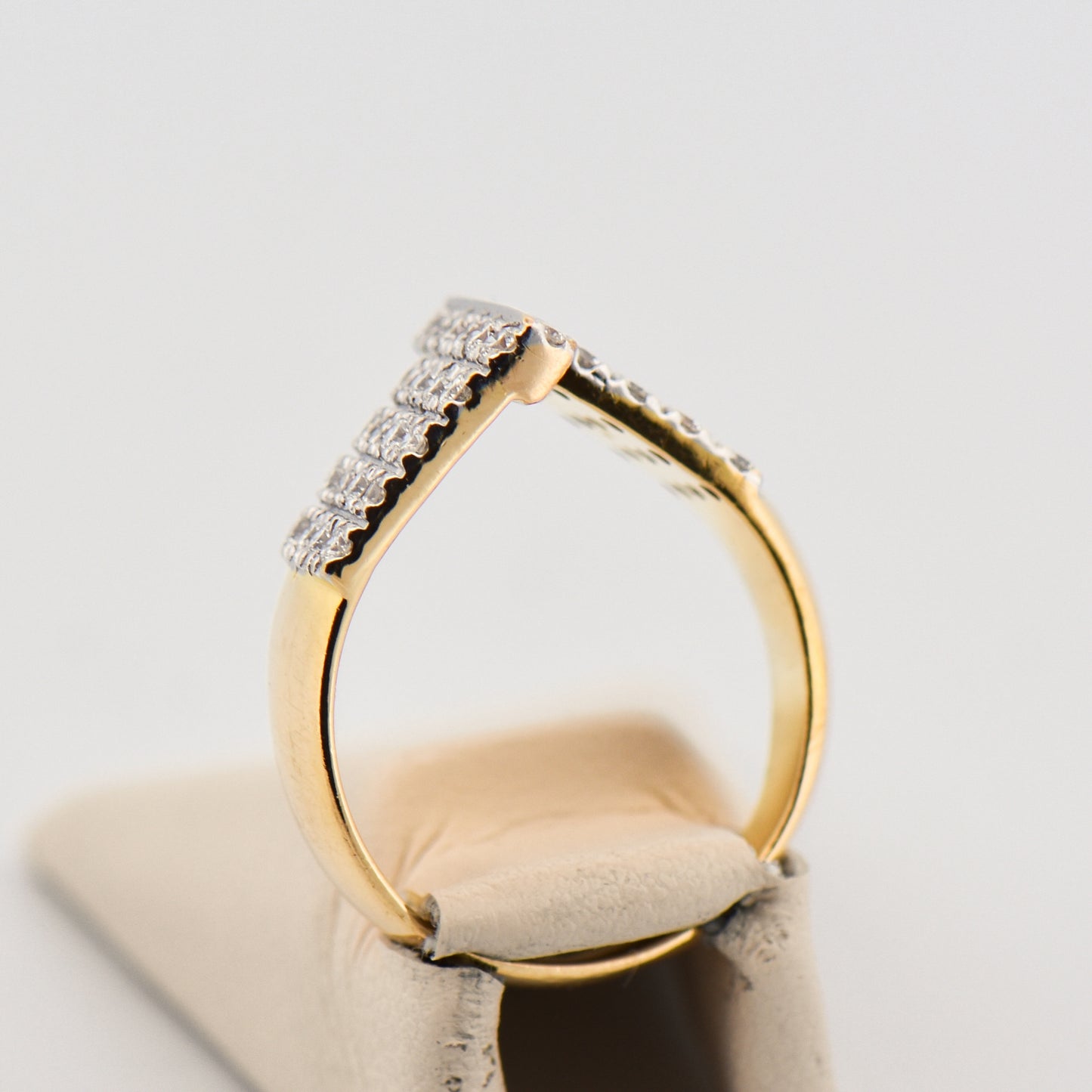 Custom 18k Gold Angular Pavé Diamond Ring
