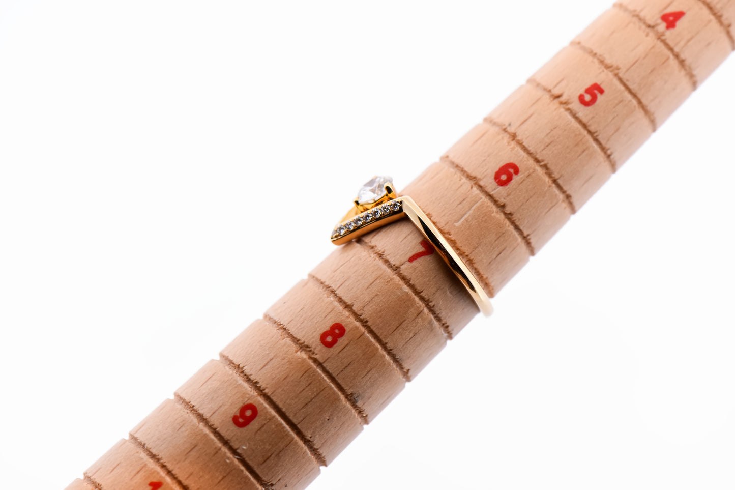 Custom Chevron Engagement Ring with Diamonds in 18k Yellow Gold