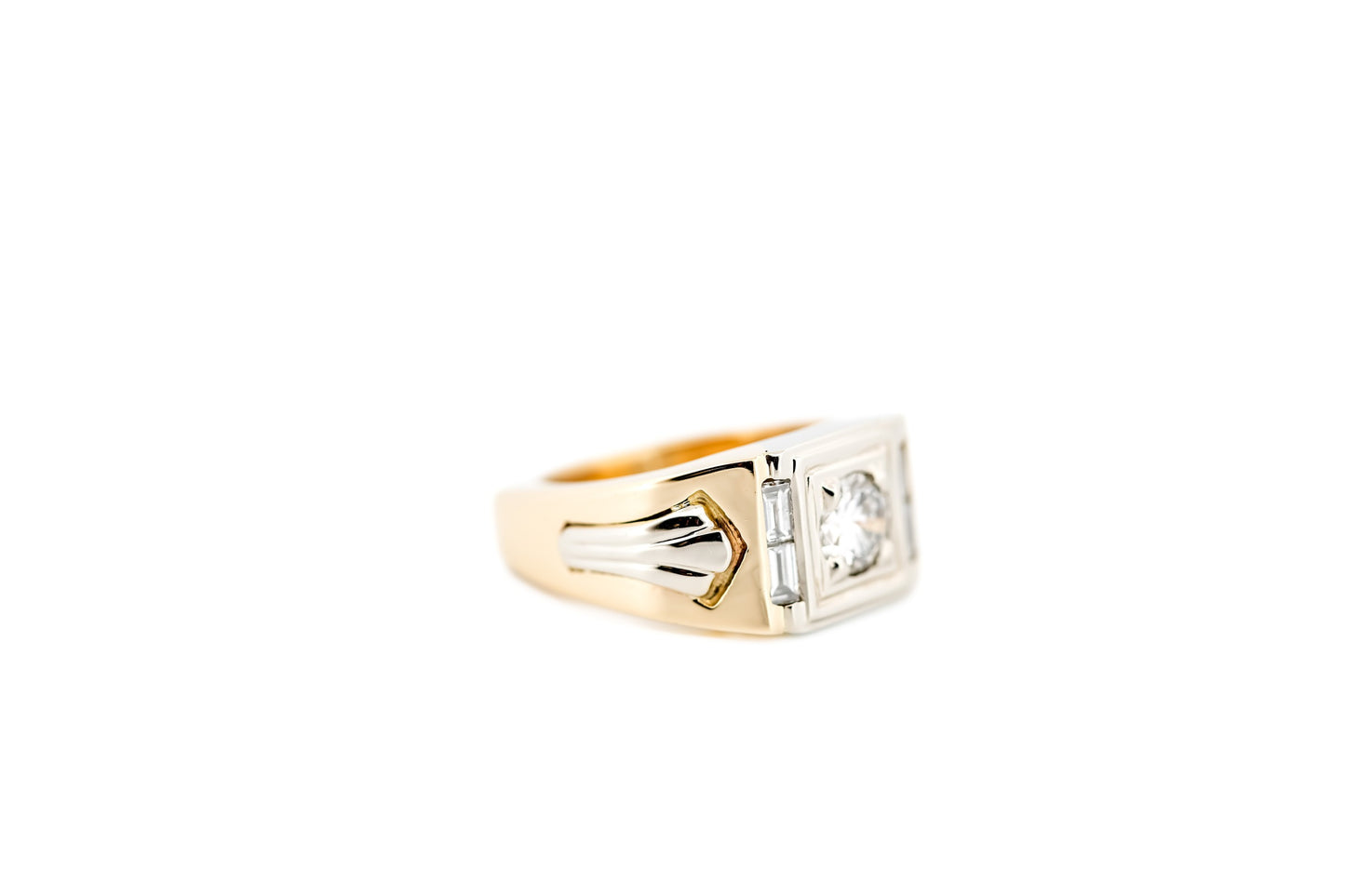 Custom Gents Ring with 1ct VS Diamond in Heavy Two-Tone Gold