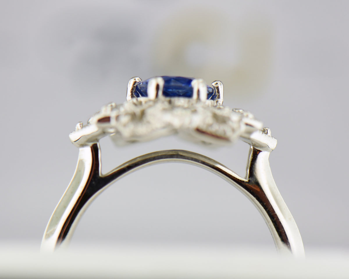 Custom Mandala Engagement Ring with Cornflower Blue Sapphire