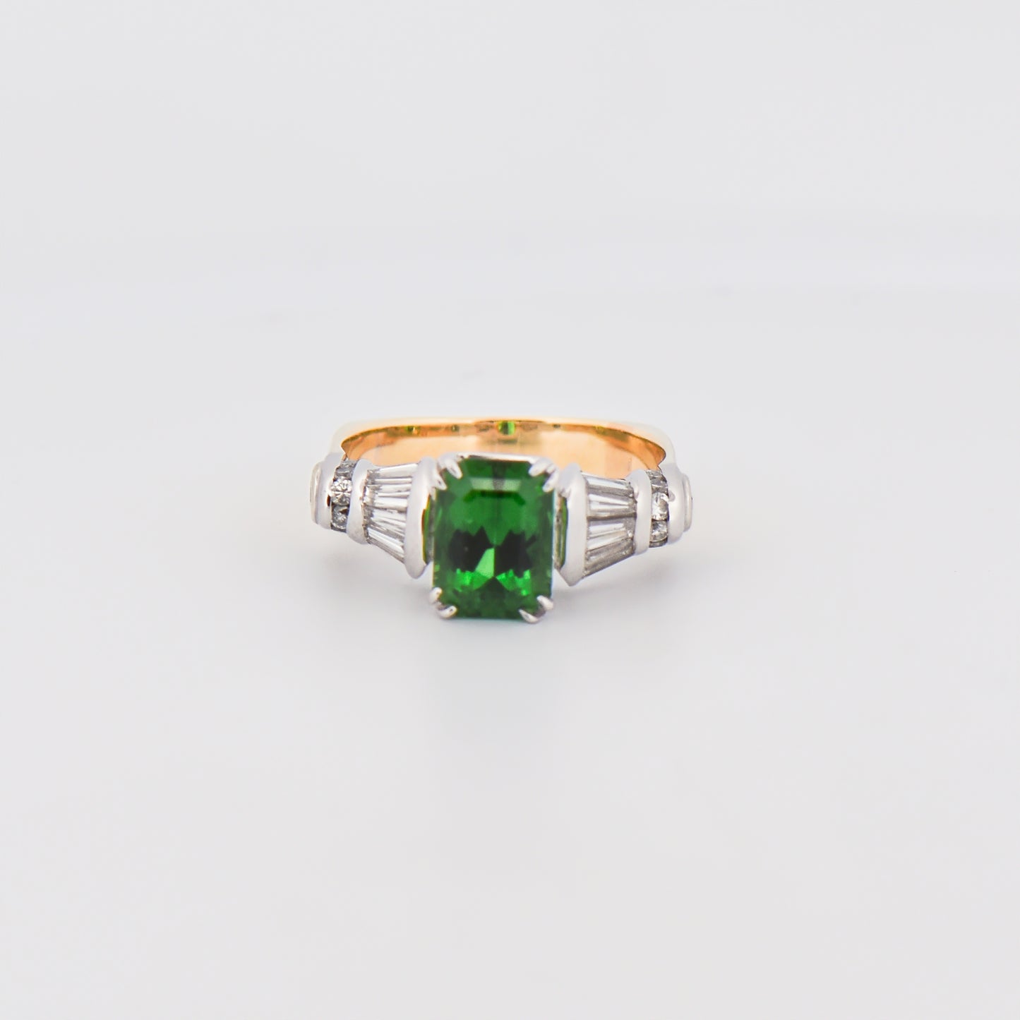 Custom Ring with Chrome Tourmaline & Baguette Diamonds