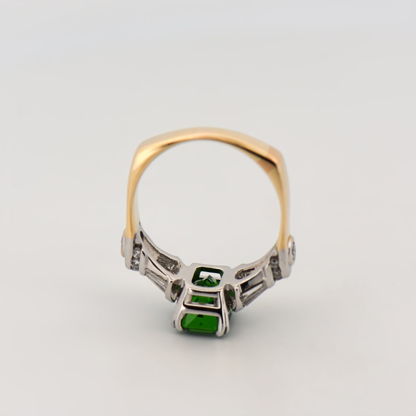 Custom Ring with Chrome Tourmaline & Baguette Diamonds