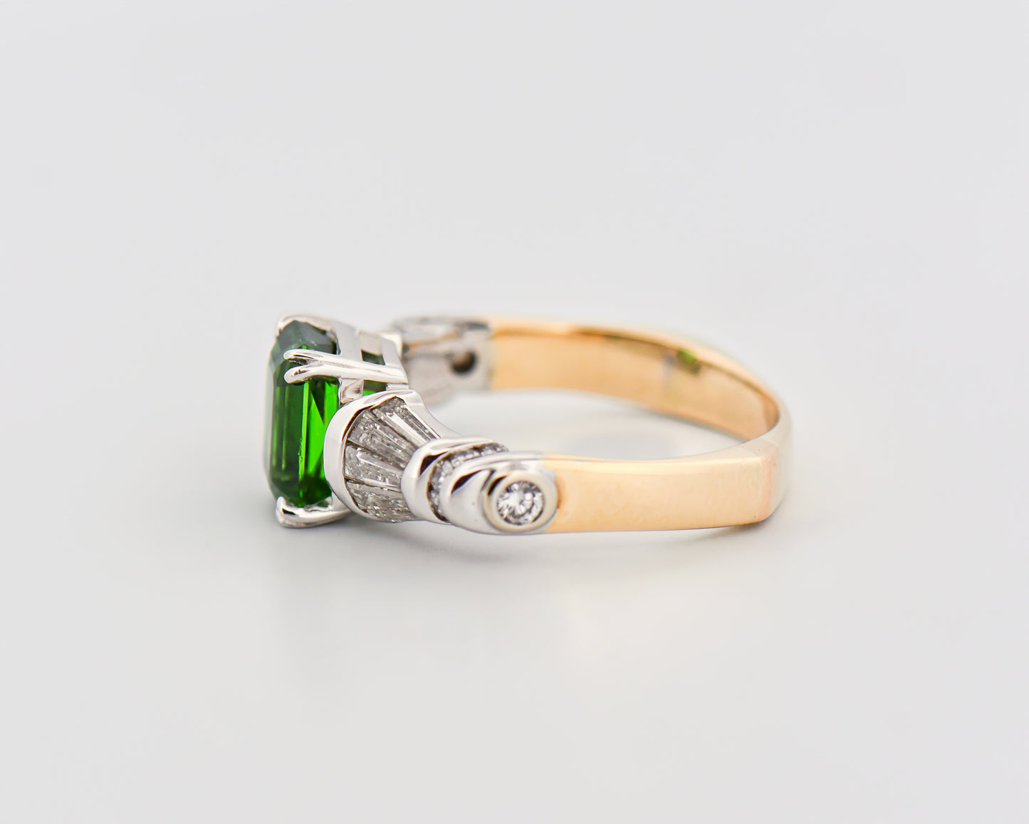 Custom Ring with Chrome Tourmaline & Baguette Diamonds