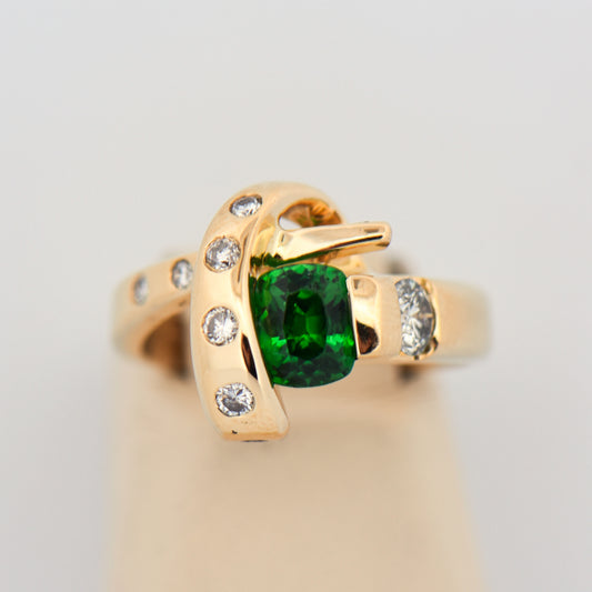 Custom Tsavorite Ring in Freeform Mount