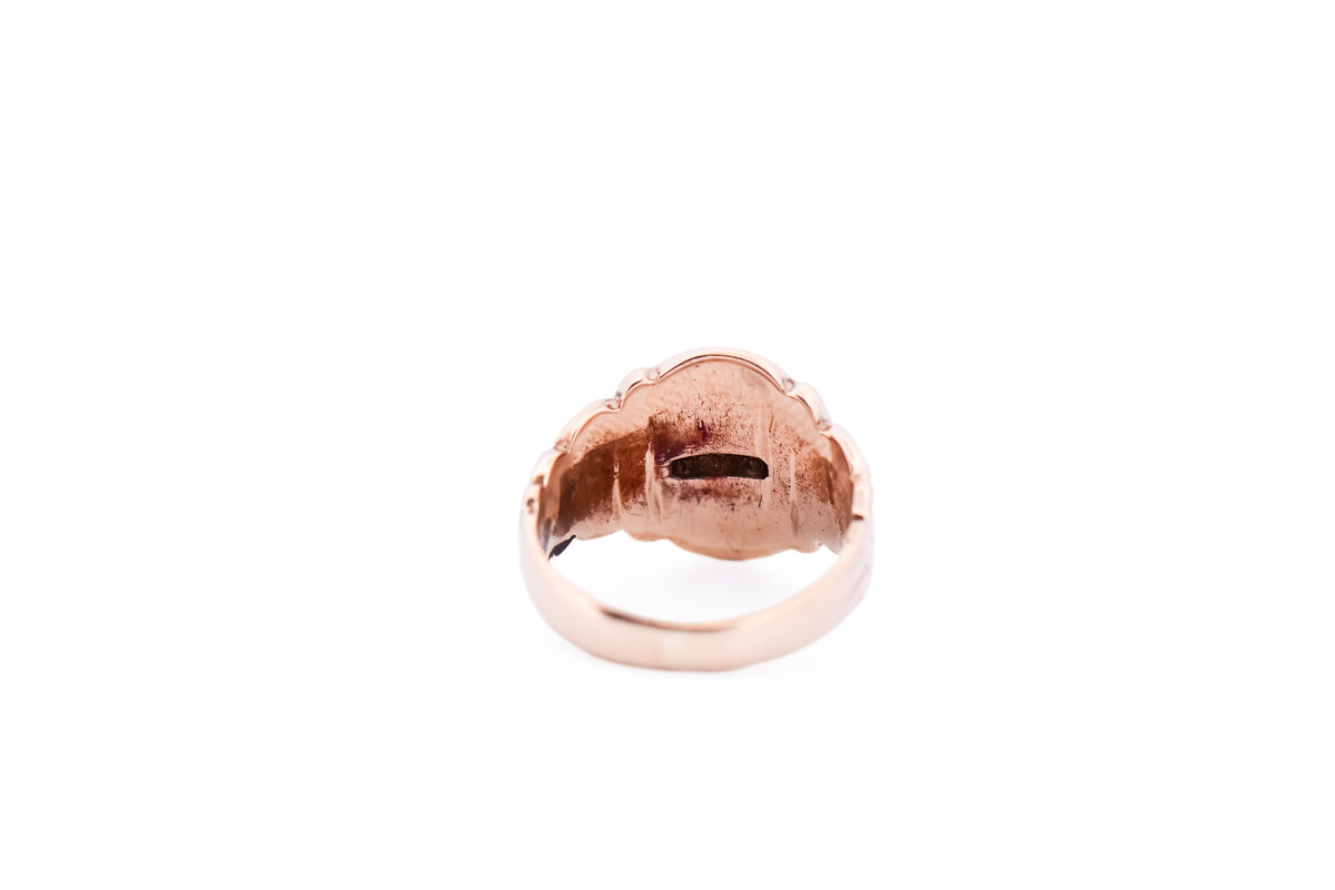 Dainty Antique 10k Gold Signet Ring With Embossed Shoulders - Never Engraved!