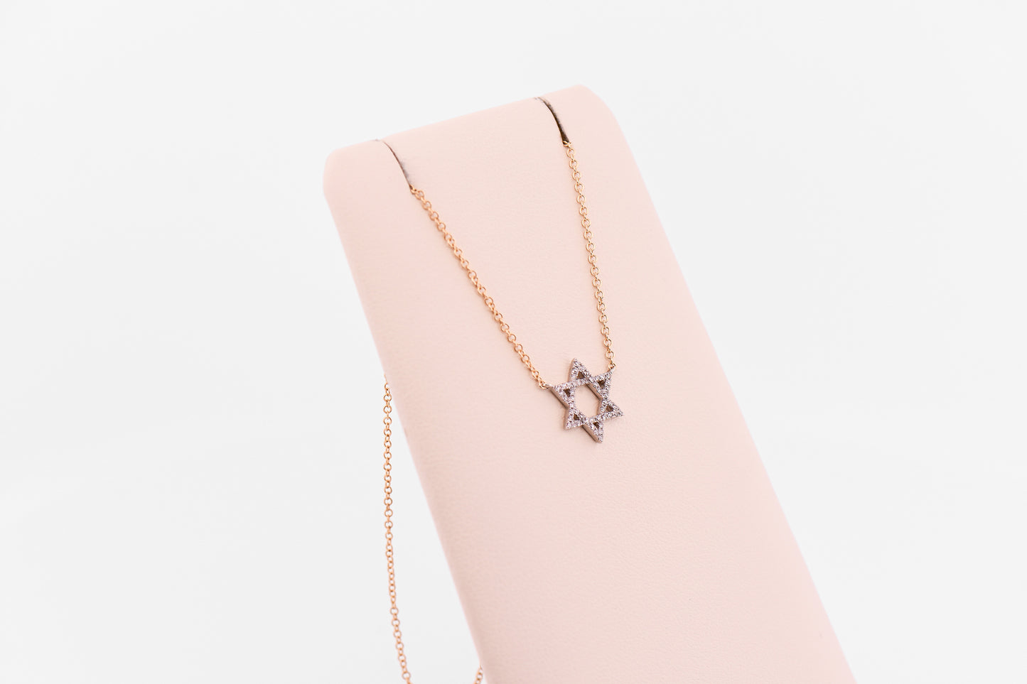 Dainty Diamond-Set Star of David Necklace in 14k Gold